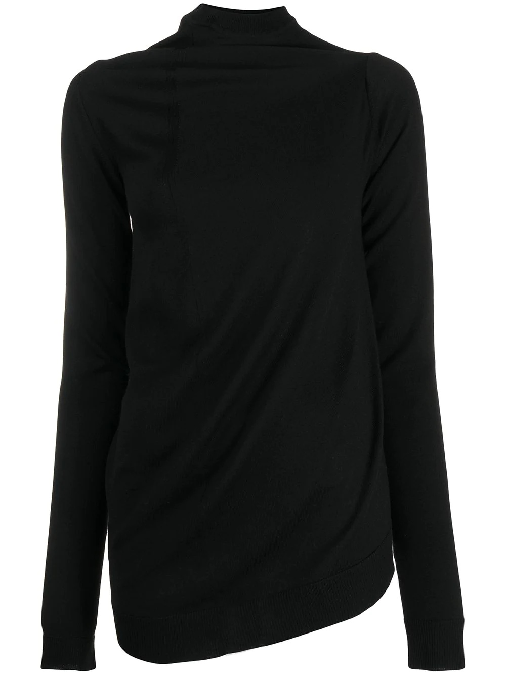 asymmetric draped high-neck jumper - 1