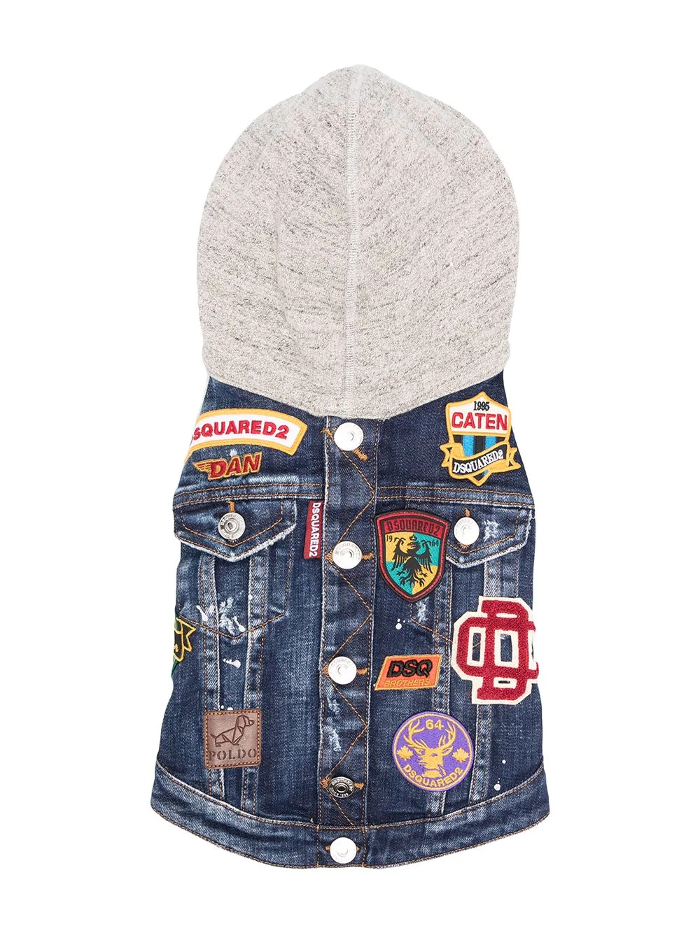 denim patch hooded jacket - 2