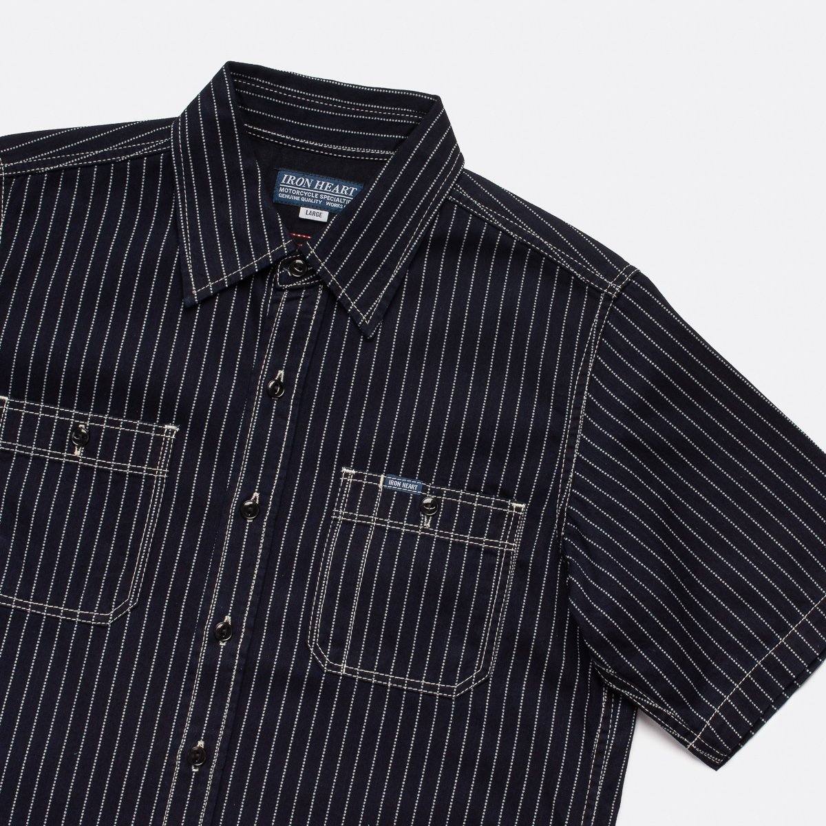 IHSH-284-IND 6oz Wabash Short Sleeved Work Shirt - Indigo - 10