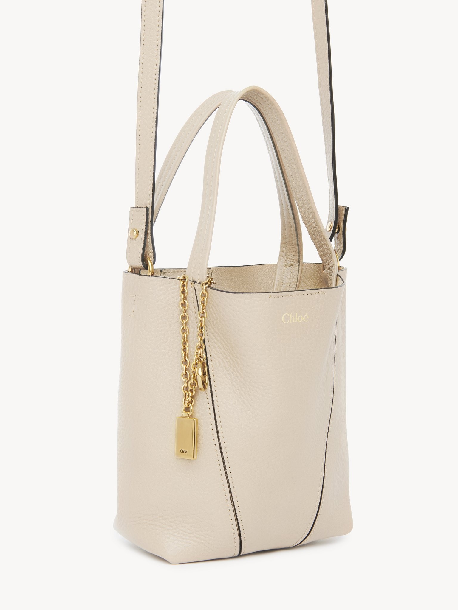SMALL CHLOÉ SPIN TOTE BAG IN GRAINED LEATHER - 4