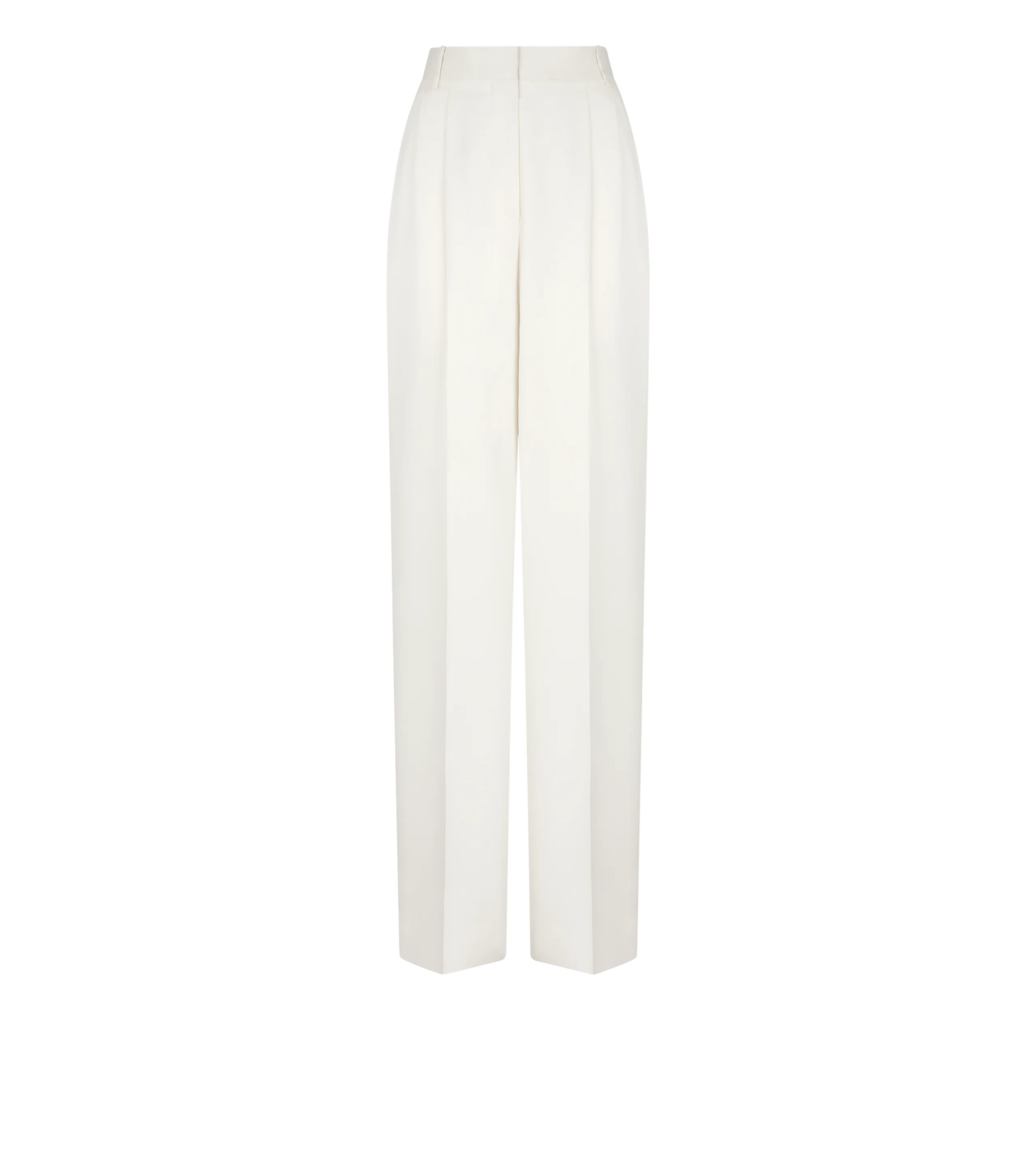 HEAVY SILK TWILL HIGH-WAIST TAILORED WIDE LEG PLEATED STRAIGHT PANTS - 1