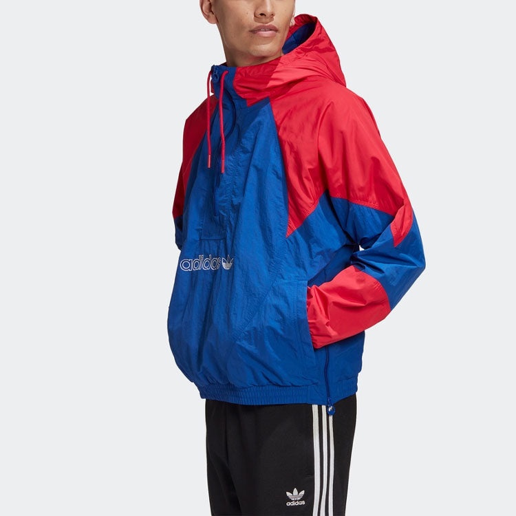 adidas originals Outdoor Windproof Colorblock Sports Splicing Hooded Jacket Blue GE6239 - 4