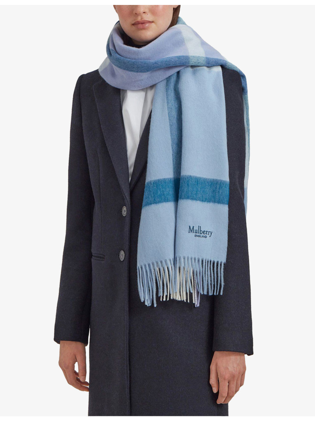 Large-check merino-wool scarf - 3