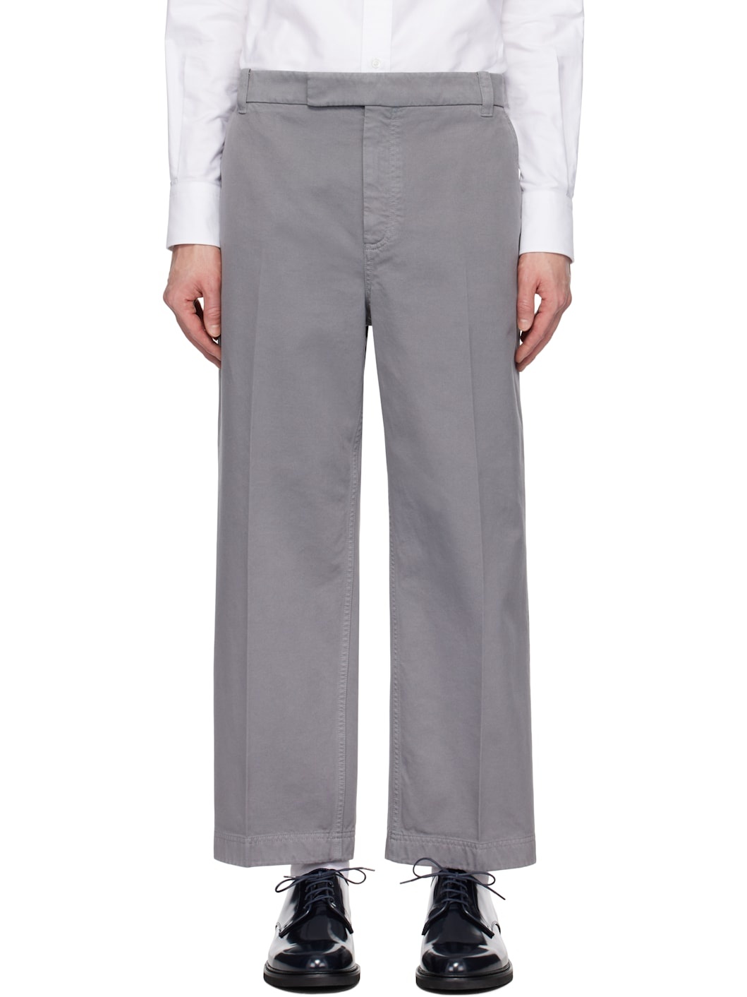 Gray Cotton Twill Utility Trousers - 1
