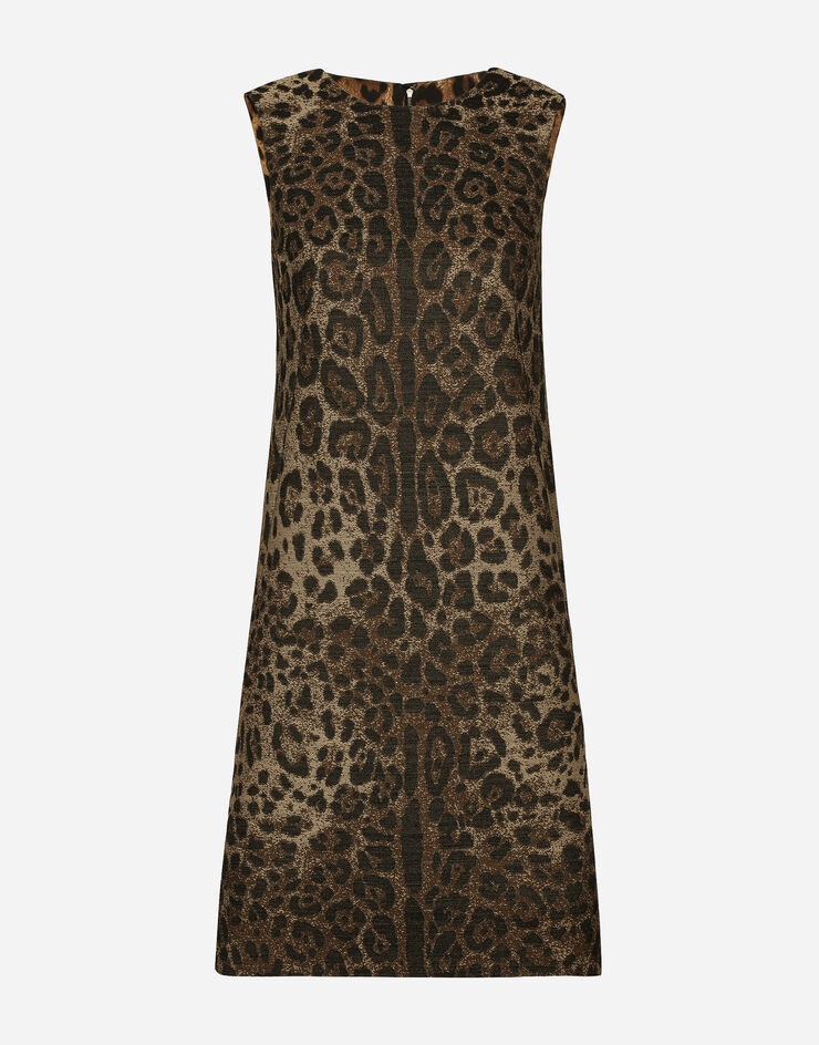 Wool midi dress with jacquard leopard design - 1