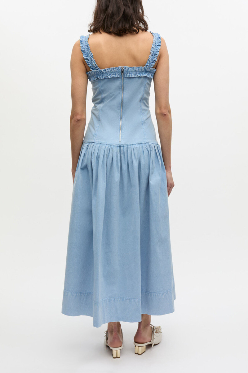 BLUE WASHED STRETCH COTTON CORSET DRESS 3