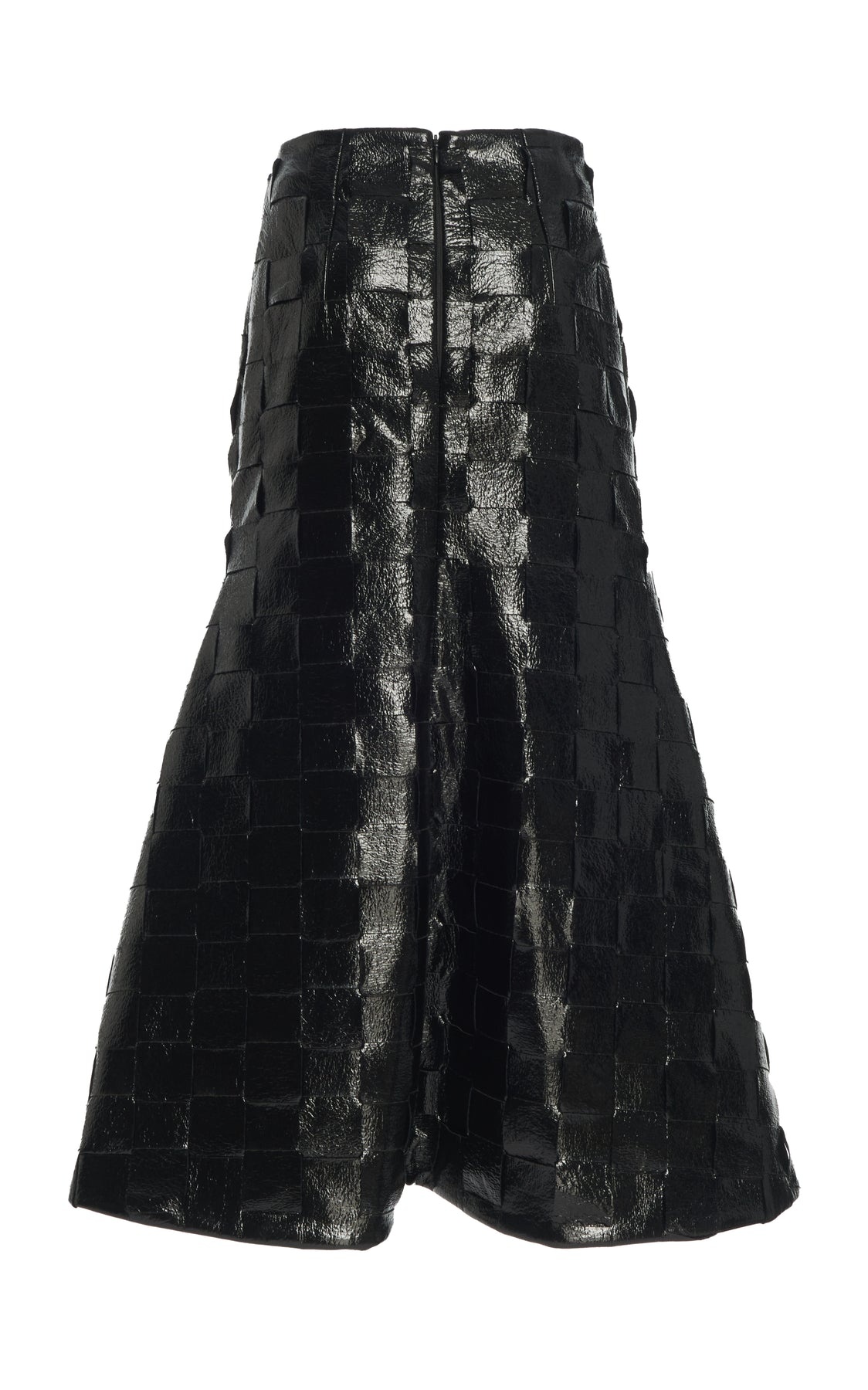 WEAVED FLARED SKIRT BLACK - 5