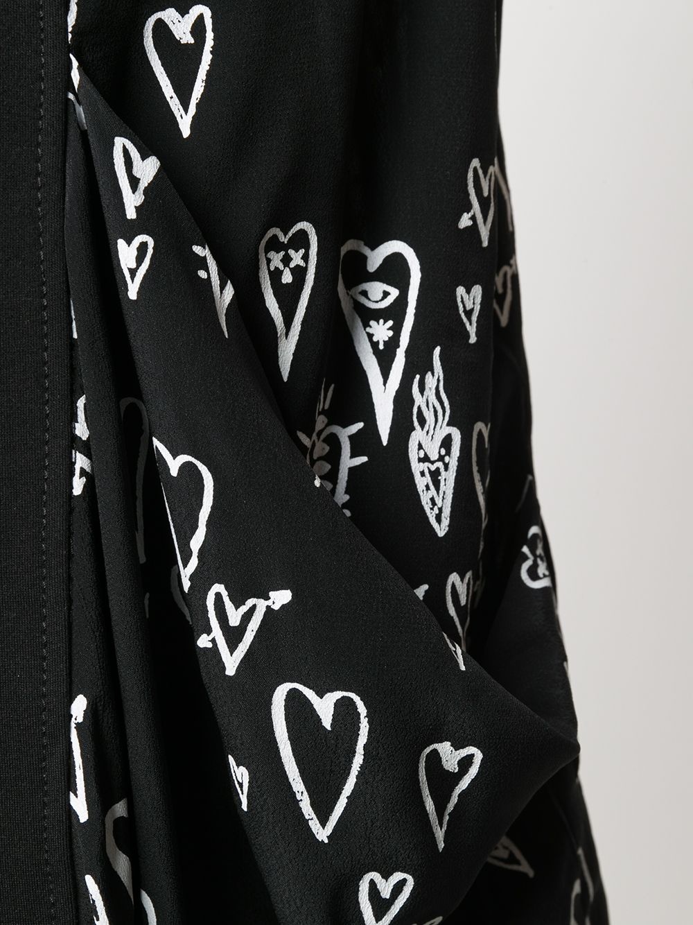 heart print contrast panel dress - 5