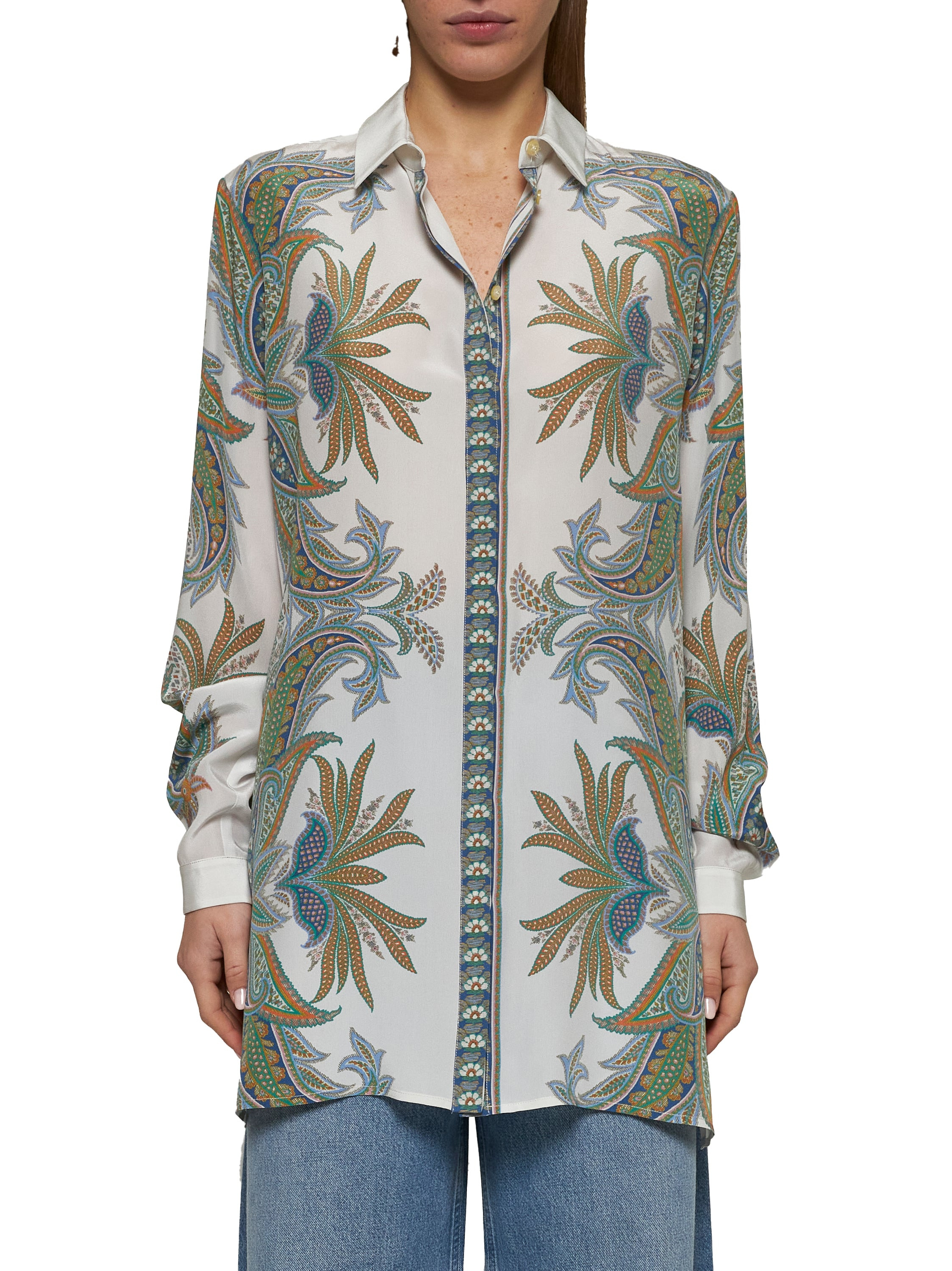 White Paisley print crêpe de Chine shirt - 3
