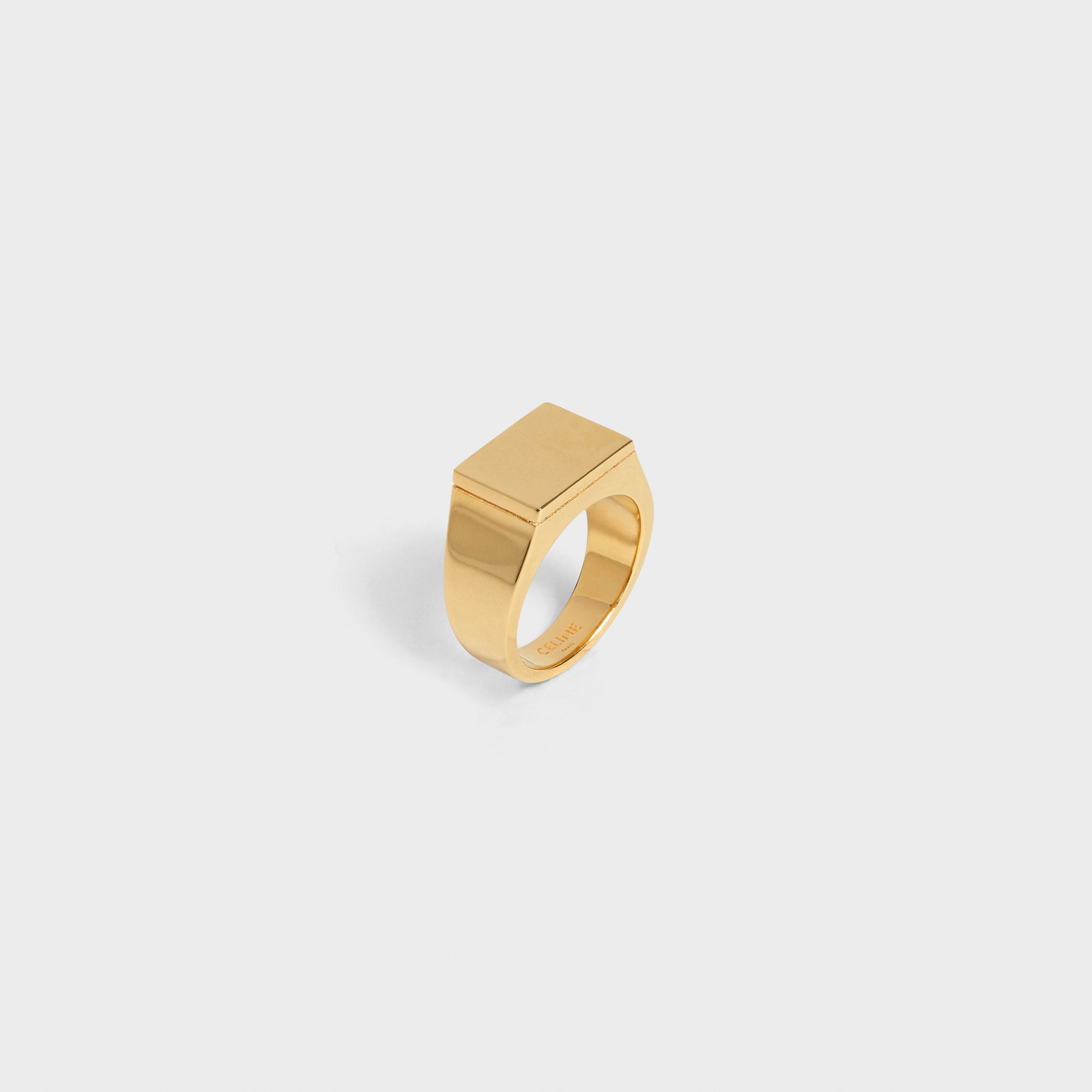 SIMPLE FORMS SQUARE SIGNET RING  IN  BRASS WITH GOLD FINISH - 2