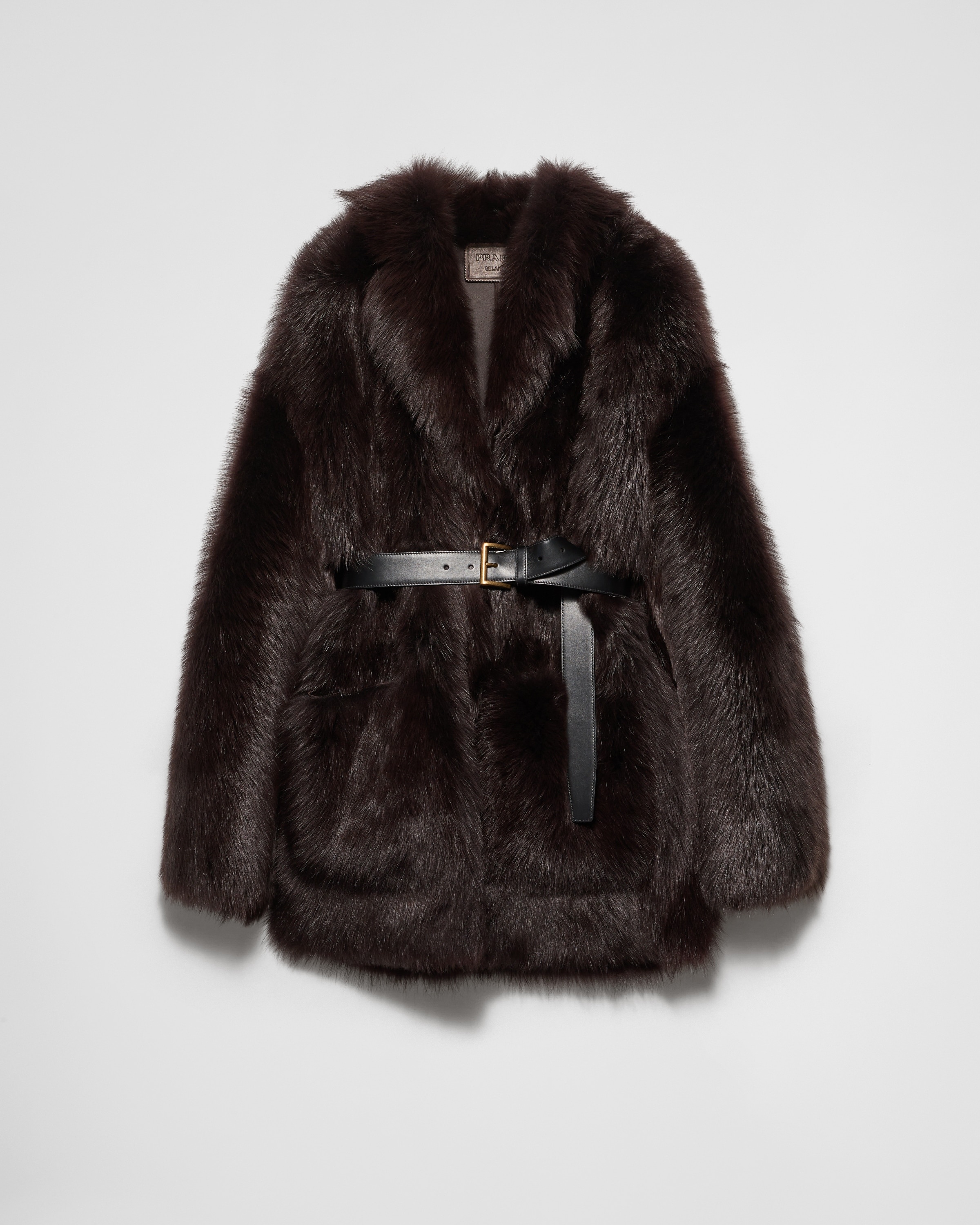 Belted shearling caban jacket - 1