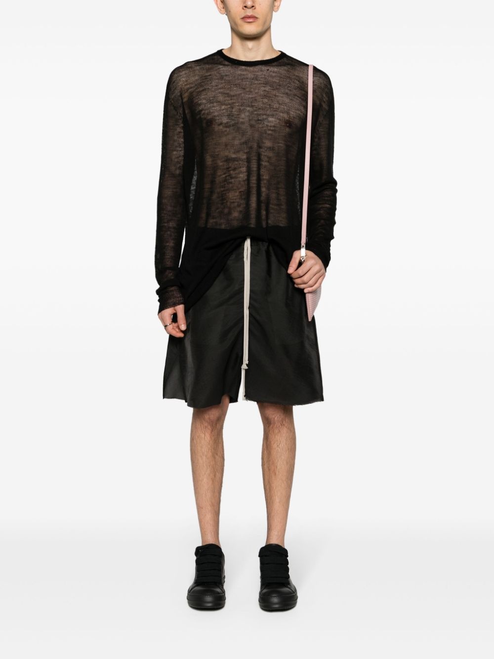 semi-sheer silk blend shorts - 2