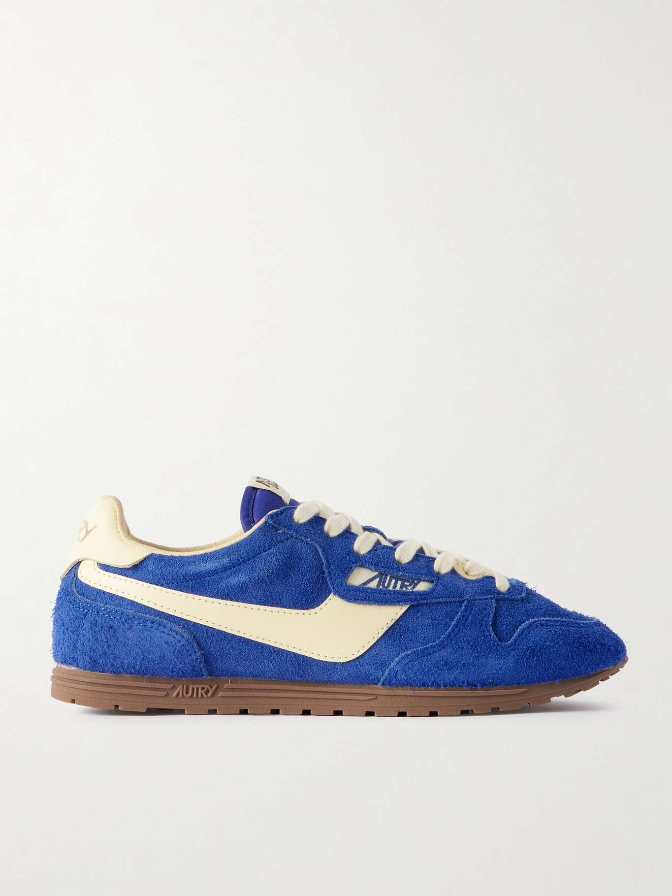 Windspin leather-trimmed brushed suede sneakers - 1