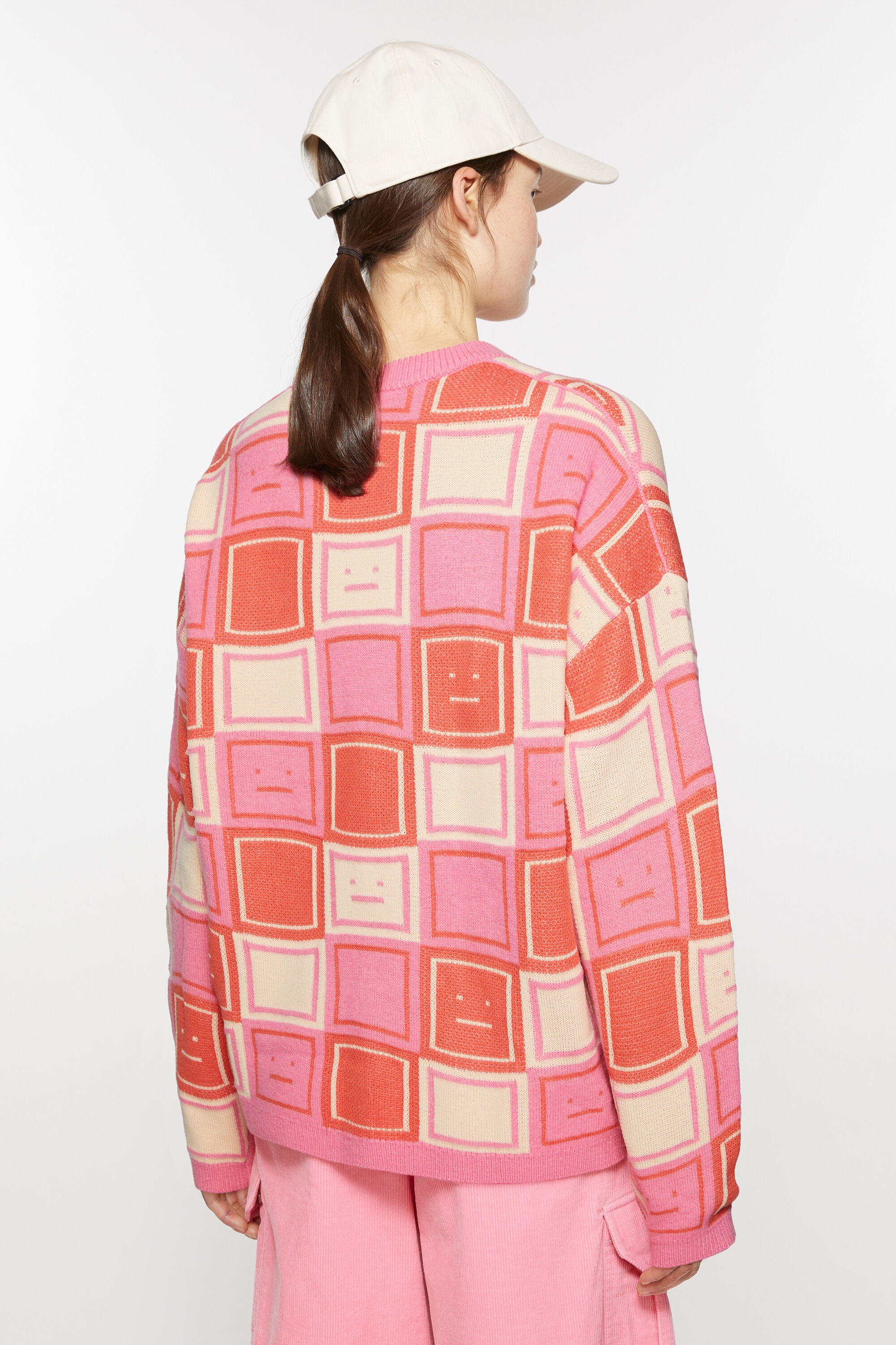 Jacquard crew neck jumper - Rusty orange/tango pink - 3