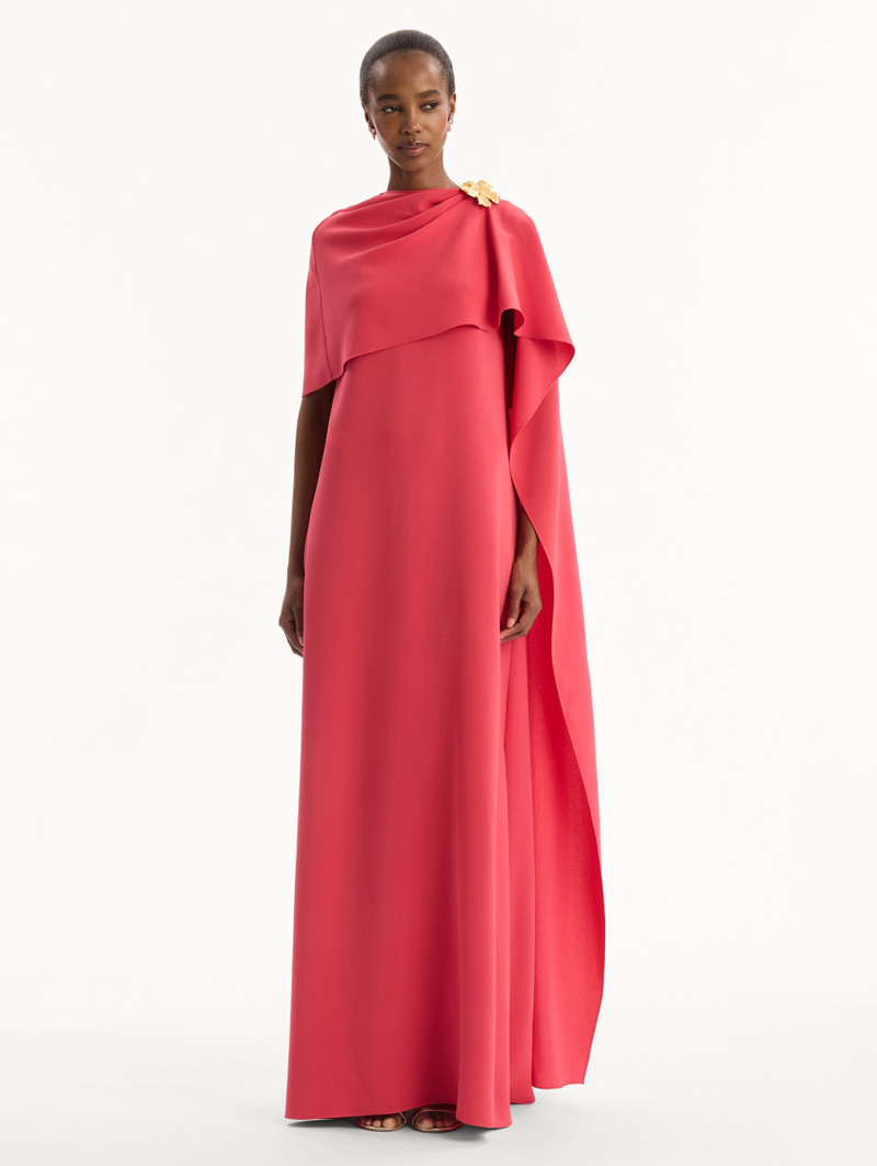 Oscar de la Renta HIBISCUS BROOCH GEORGETTE CAFTAN outlook