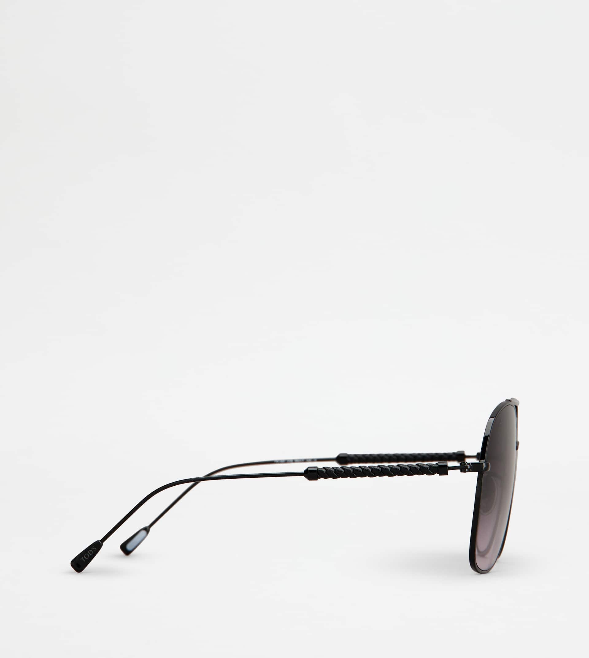 SUNGLASSES WITH TEMPLE IN LEATHER - BLACK - 2