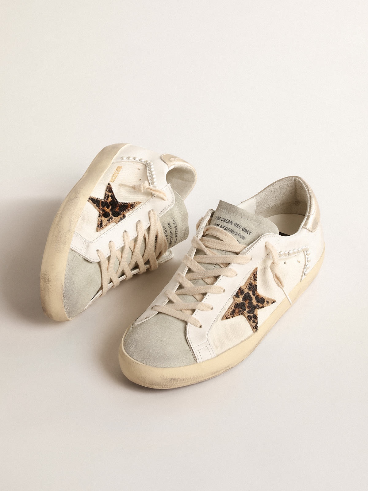 Super-Star LTD in canvas and leather with leopard-print pony skin star - 2