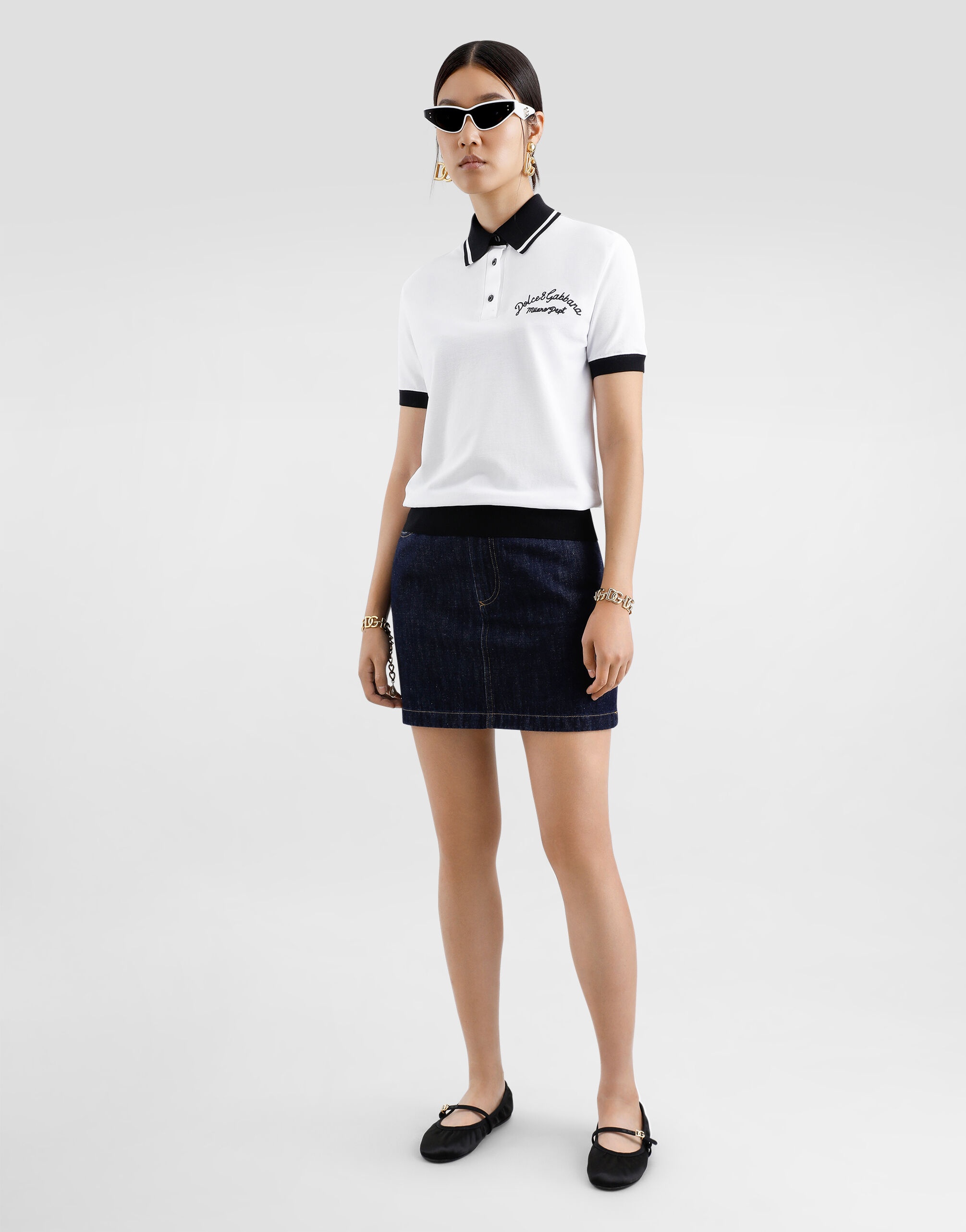 Short cotton piqué polo-shirt with DG logo embroidery - 2