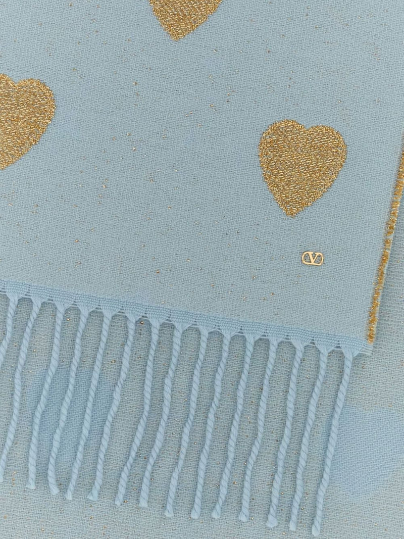 Valentino heart-pattern fringed scarf outlook