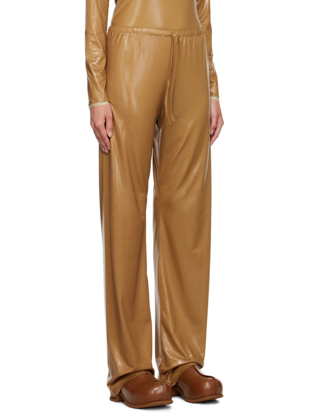 Tan Shiny Lounge Pants - 2