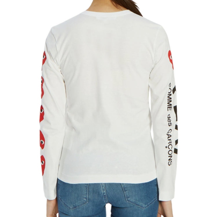(WMNS) COMME des GARCONS PLAY 5 Hearts Long Sleeves Tee 'White' AZ-T261-051-1 - 4