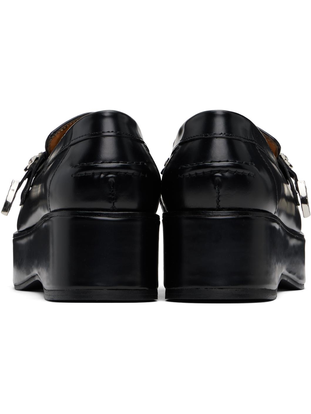 Black Polido Platform Loafers - 2