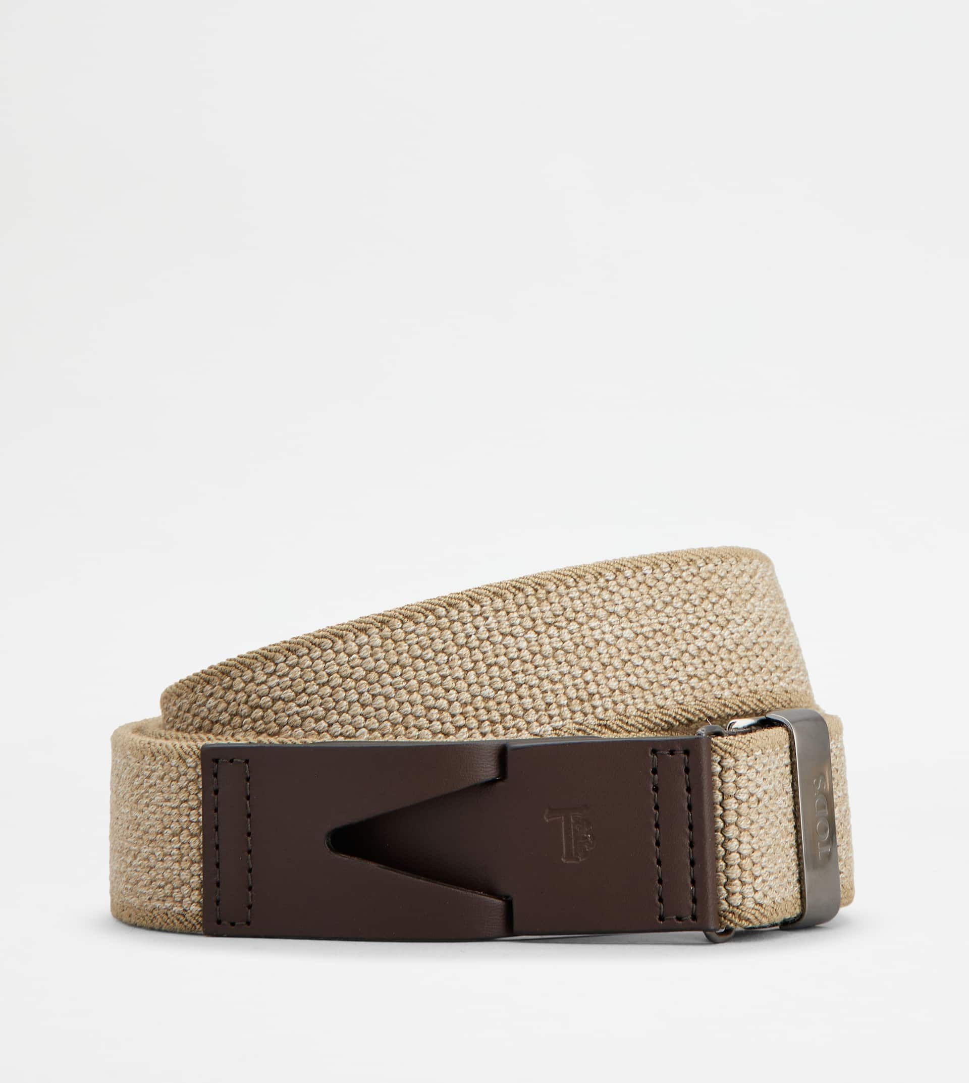 BELT IN CANVAS AND LEATHER - BEIGE, BROWN - 1