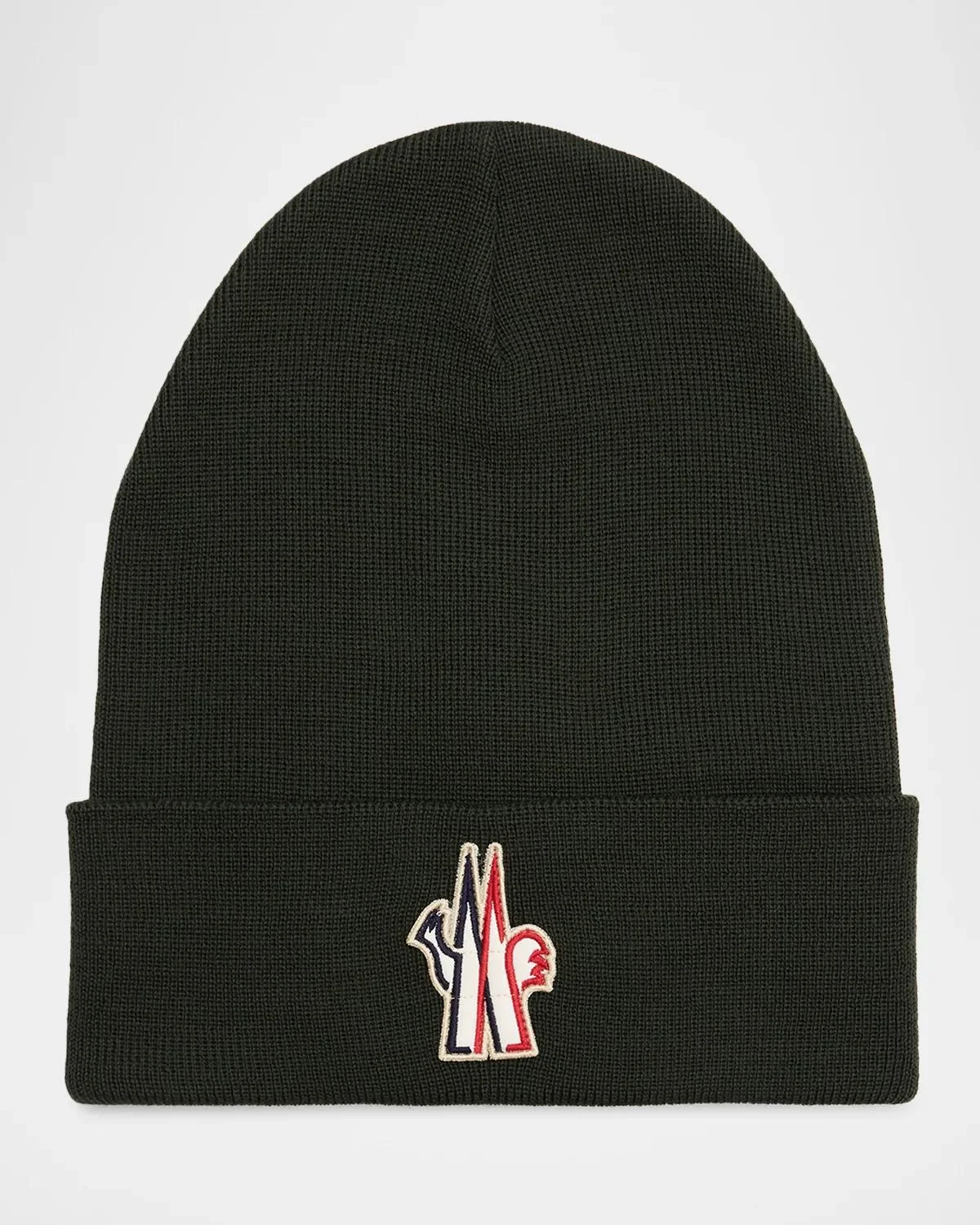 Men's Felt Logo Wool Knit Beanie Hat - 1