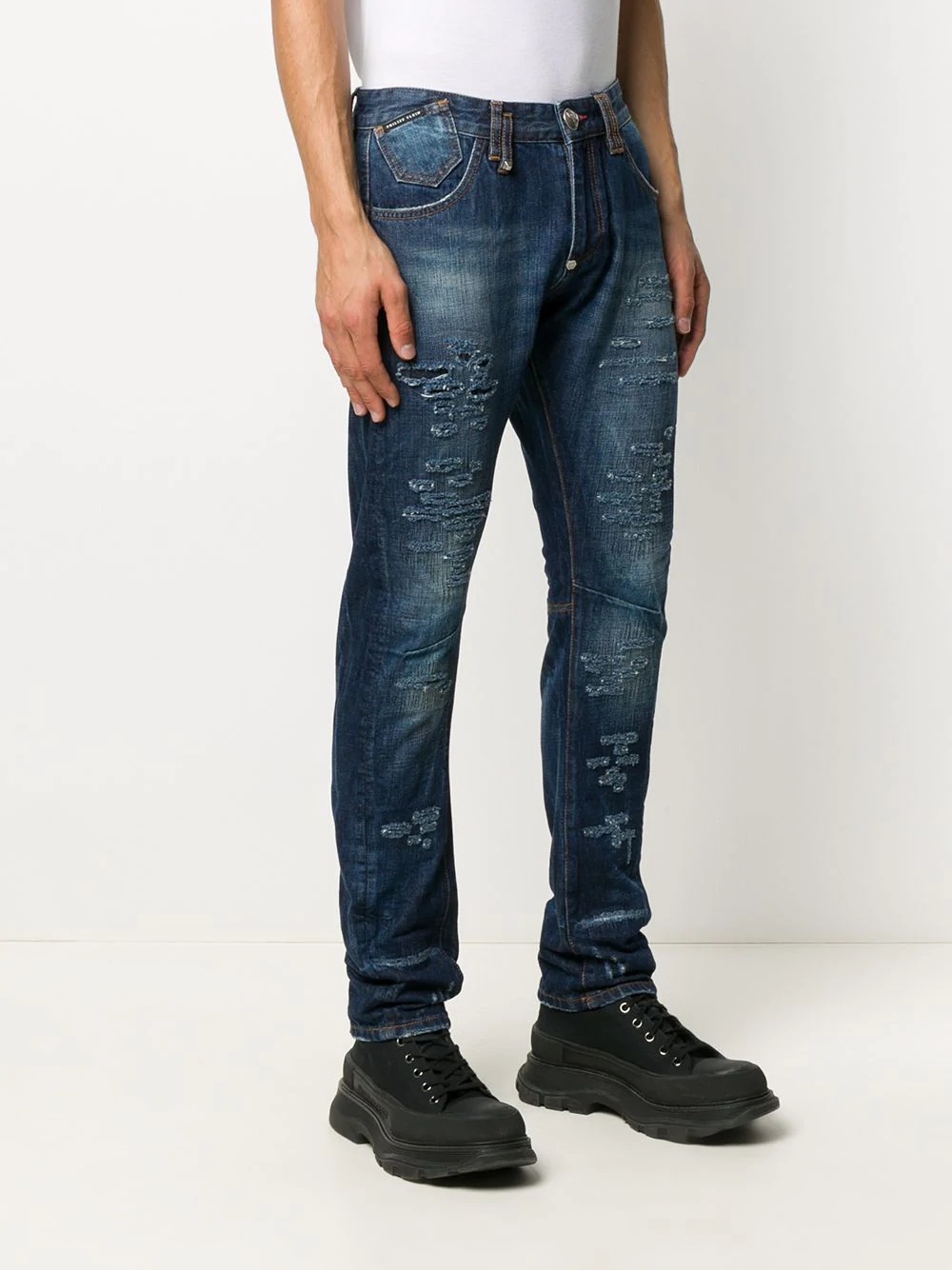 skull-patch skinny-fit jeans - 3