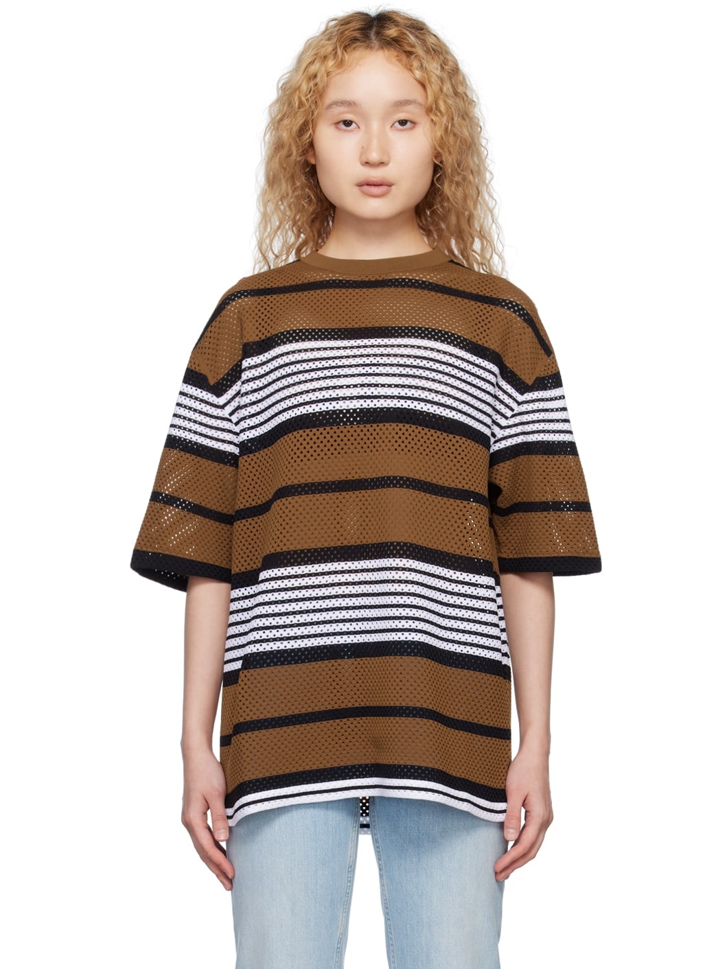 Brown Stripe Oversized T-Shirt - 1