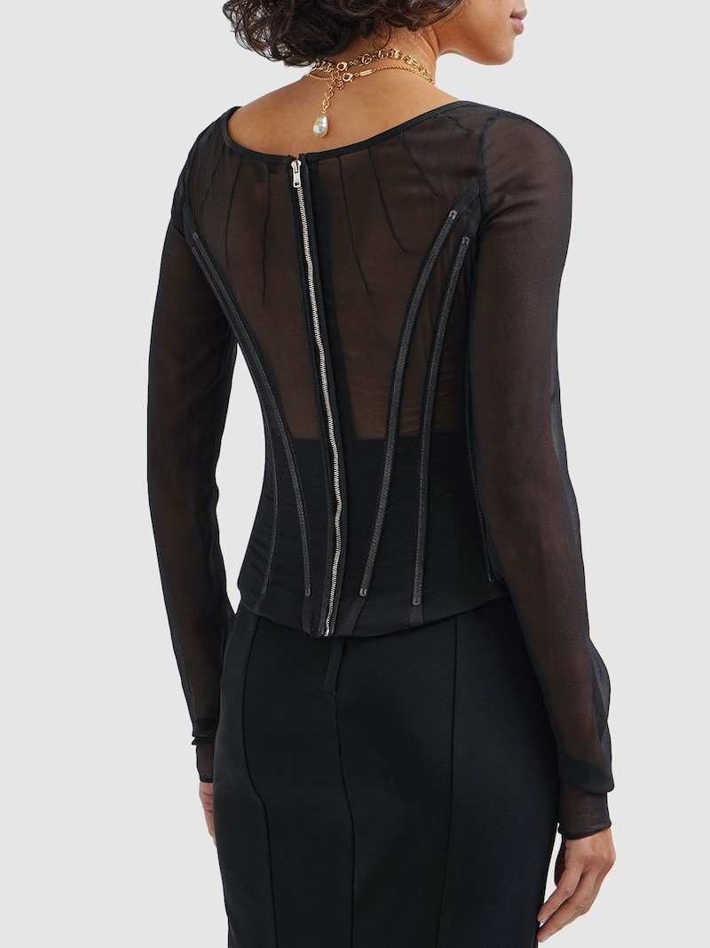 Sheer silk tulle corset top - 3