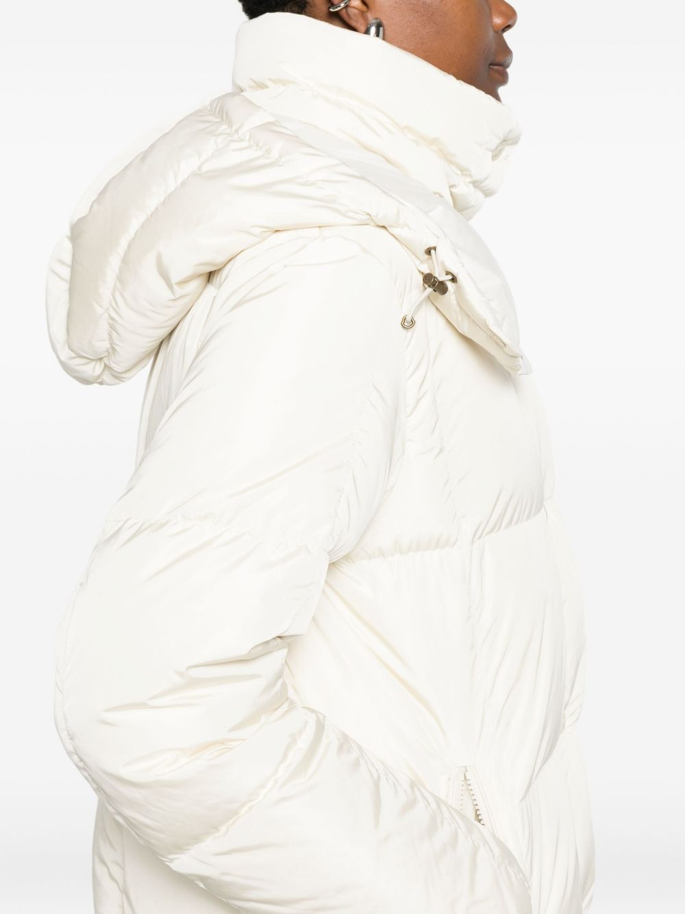 quilted hooded single-breasted coat - 5