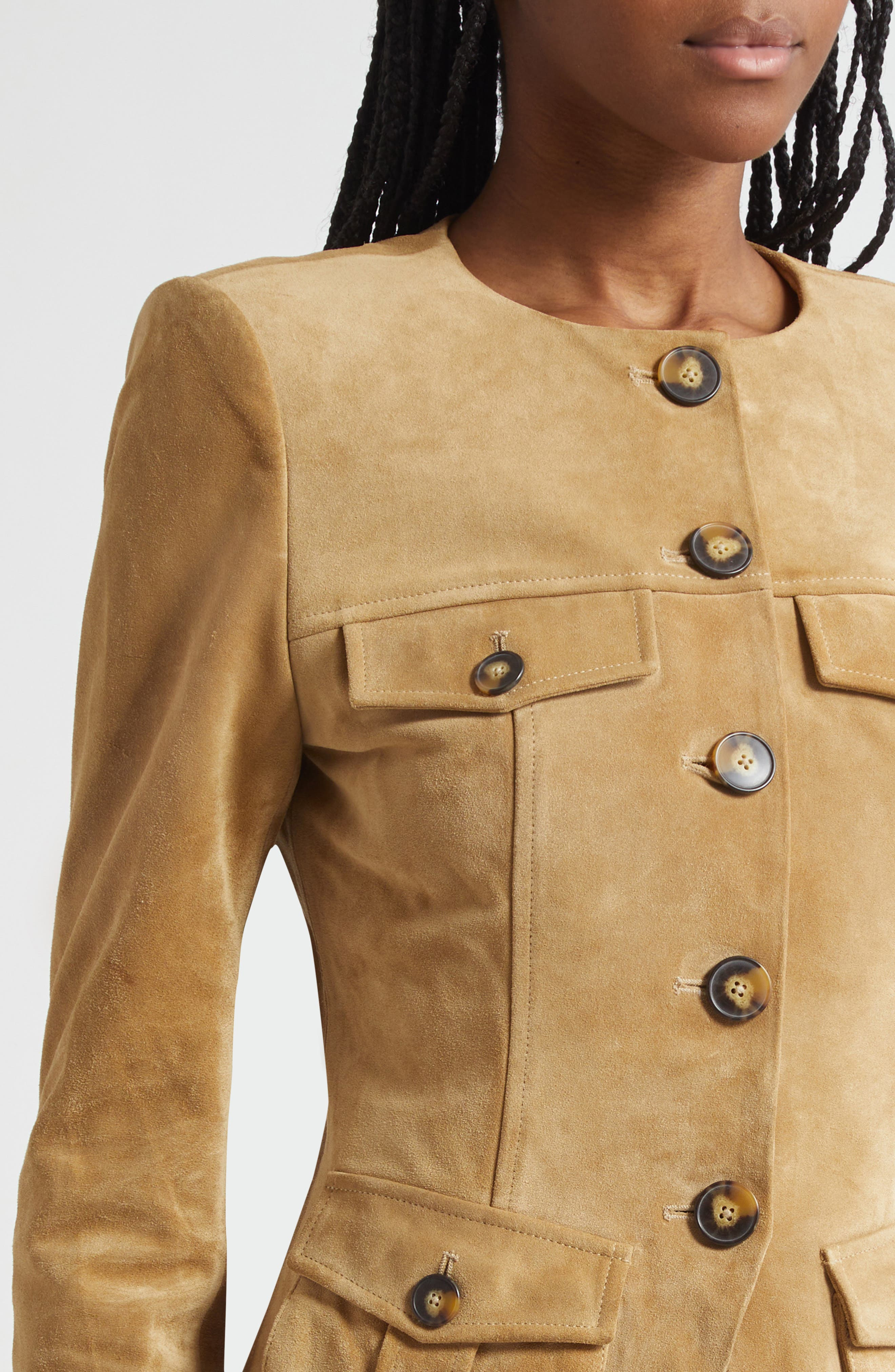 Veronica Beard Orrin Suede Cargo Jacket in Desert Khaki at Nordstrom - 5