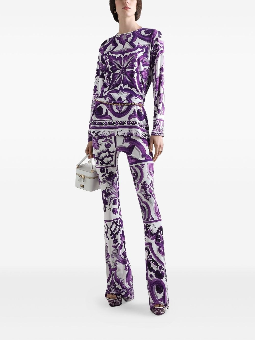 Maiolica print trousers - 2