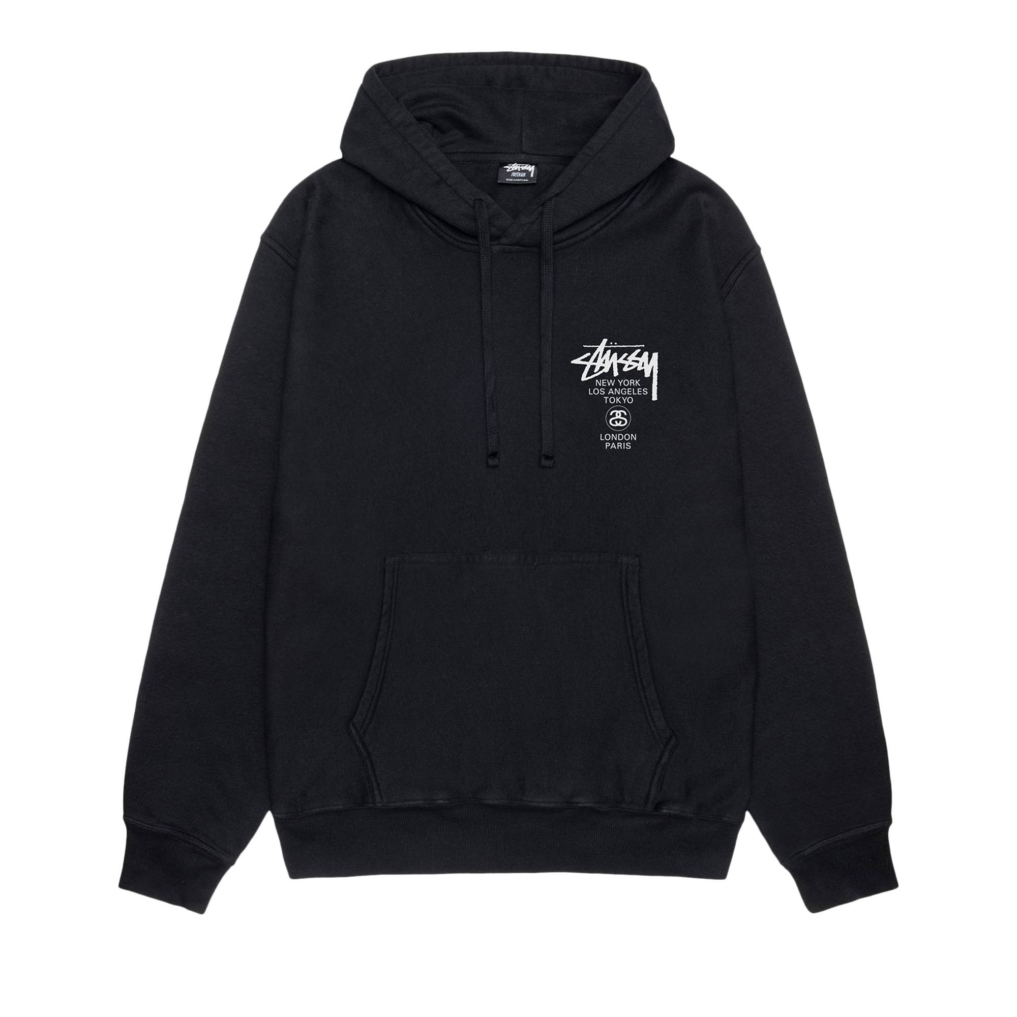 Stussy World Tour Pigment Dyed Hoodie 'Black' - 1