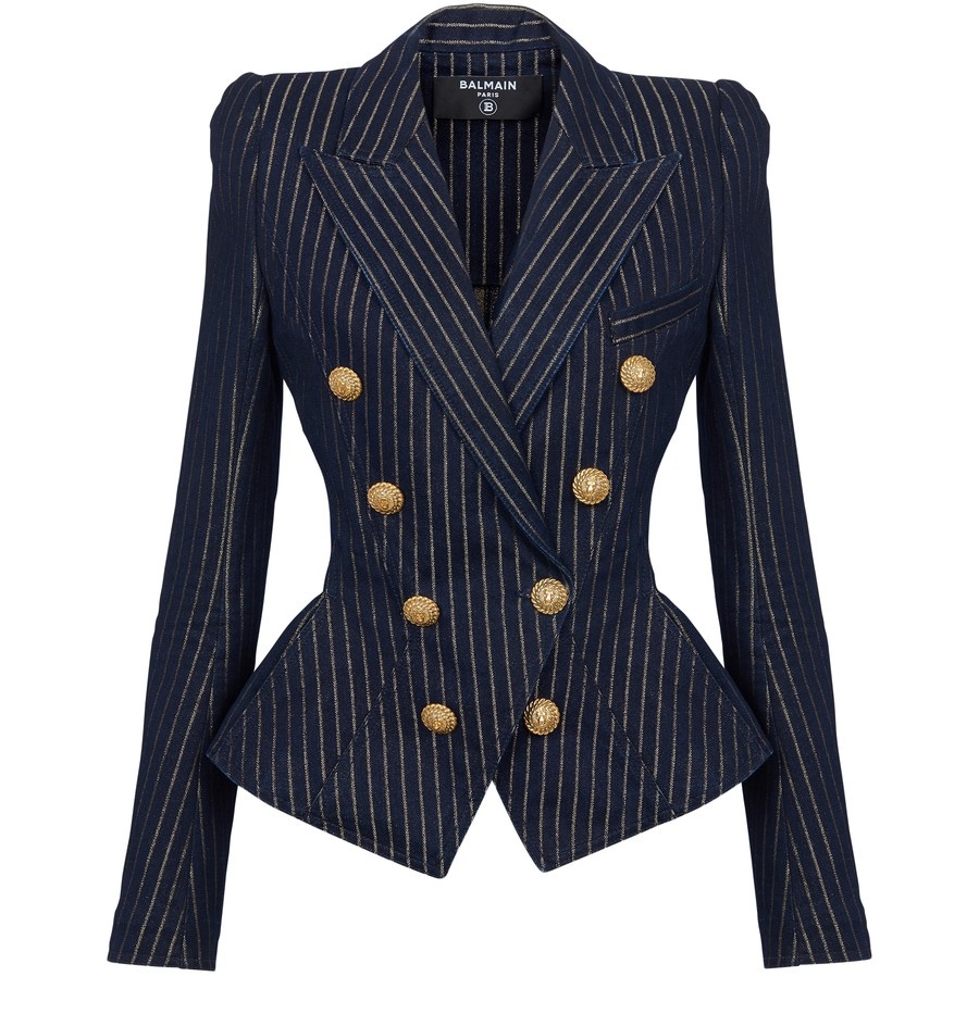 Denim Jacket With Lurex Stripes - 1