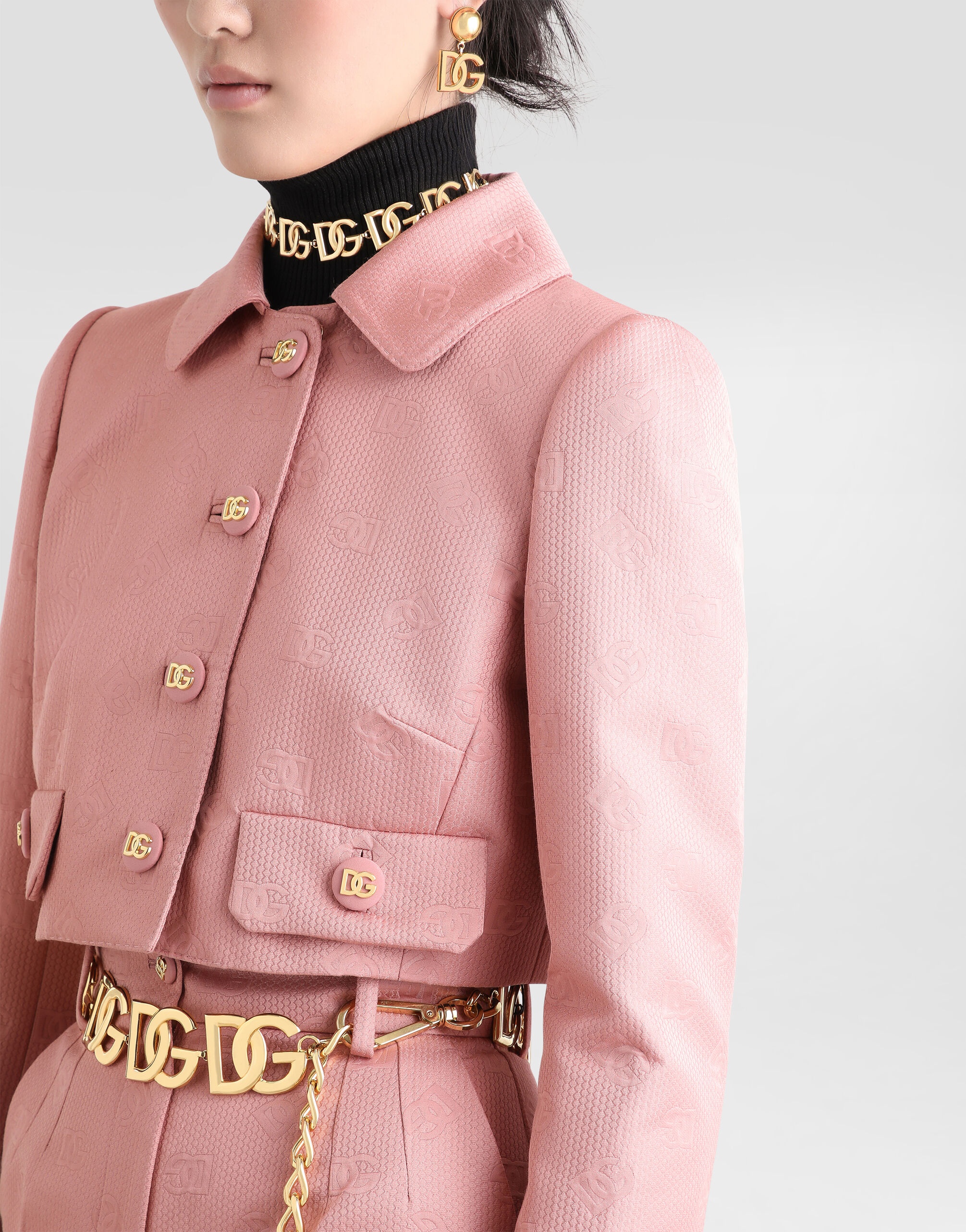 Short quilted jacquard jacket with all-over DG logo - 5
