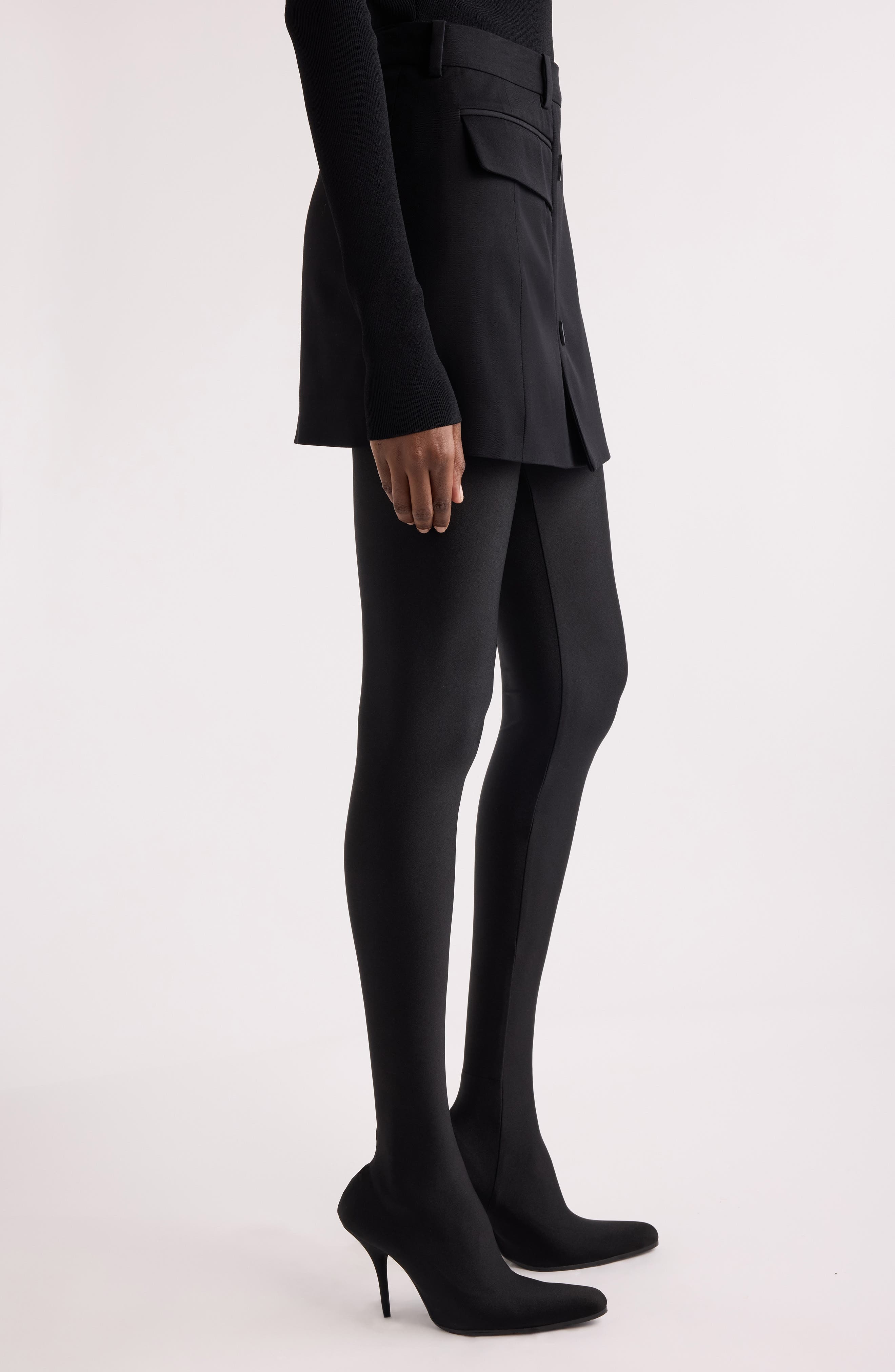 Balenciaga Tailored Twill Miniskirt in 1000 Black at Nordstrom - 4