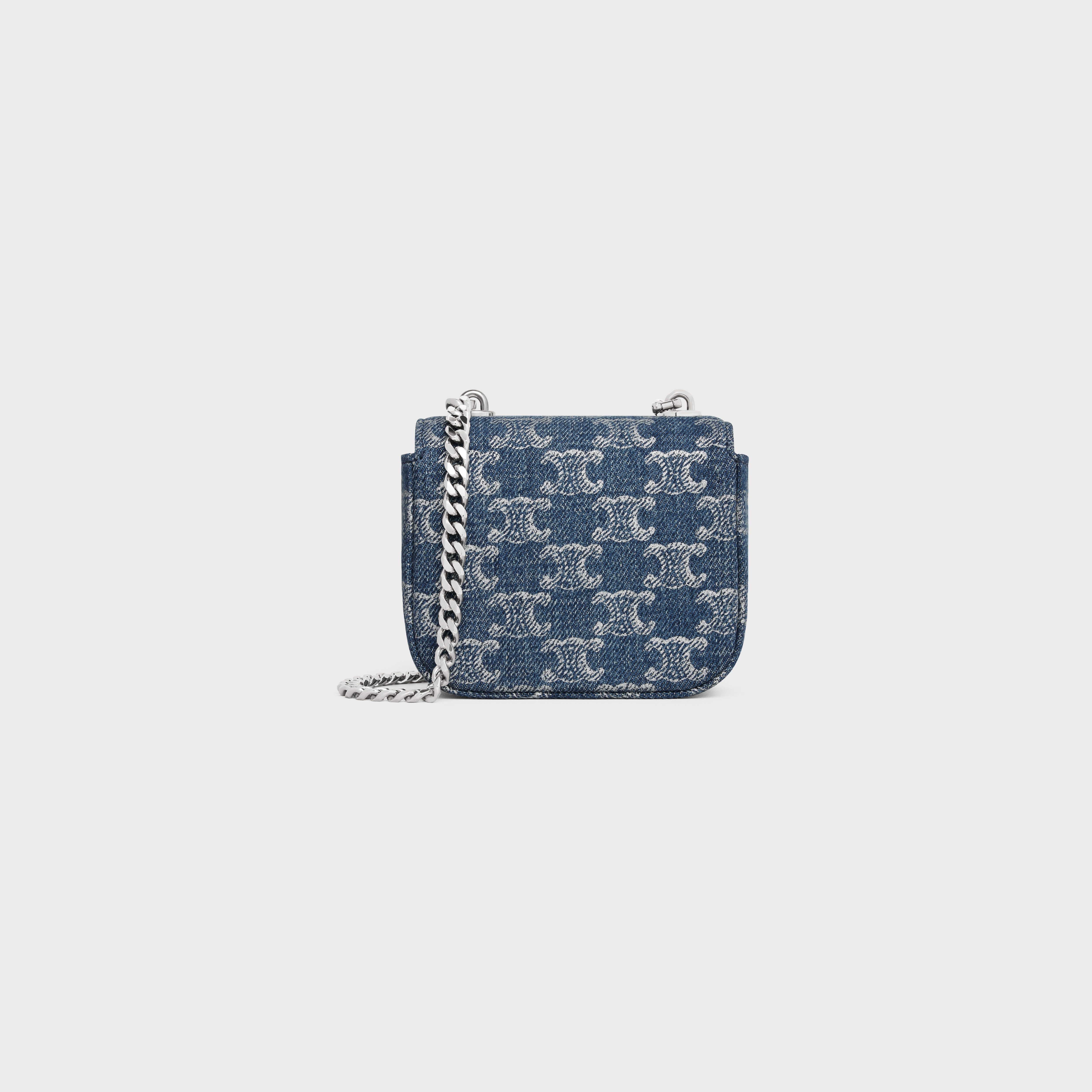 MINI CHAIN CLAUDE in DENIM WITH TRIOMPHE ALL-OVER - 3