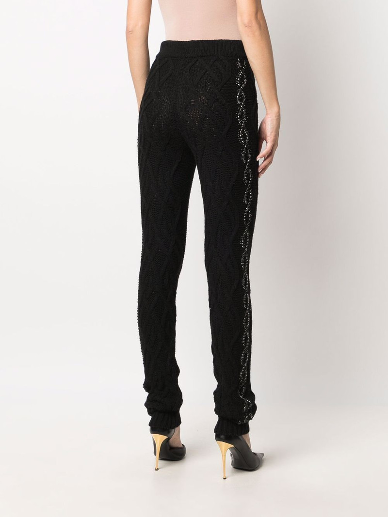 Cashmere Crystal cable-knit trousers 4