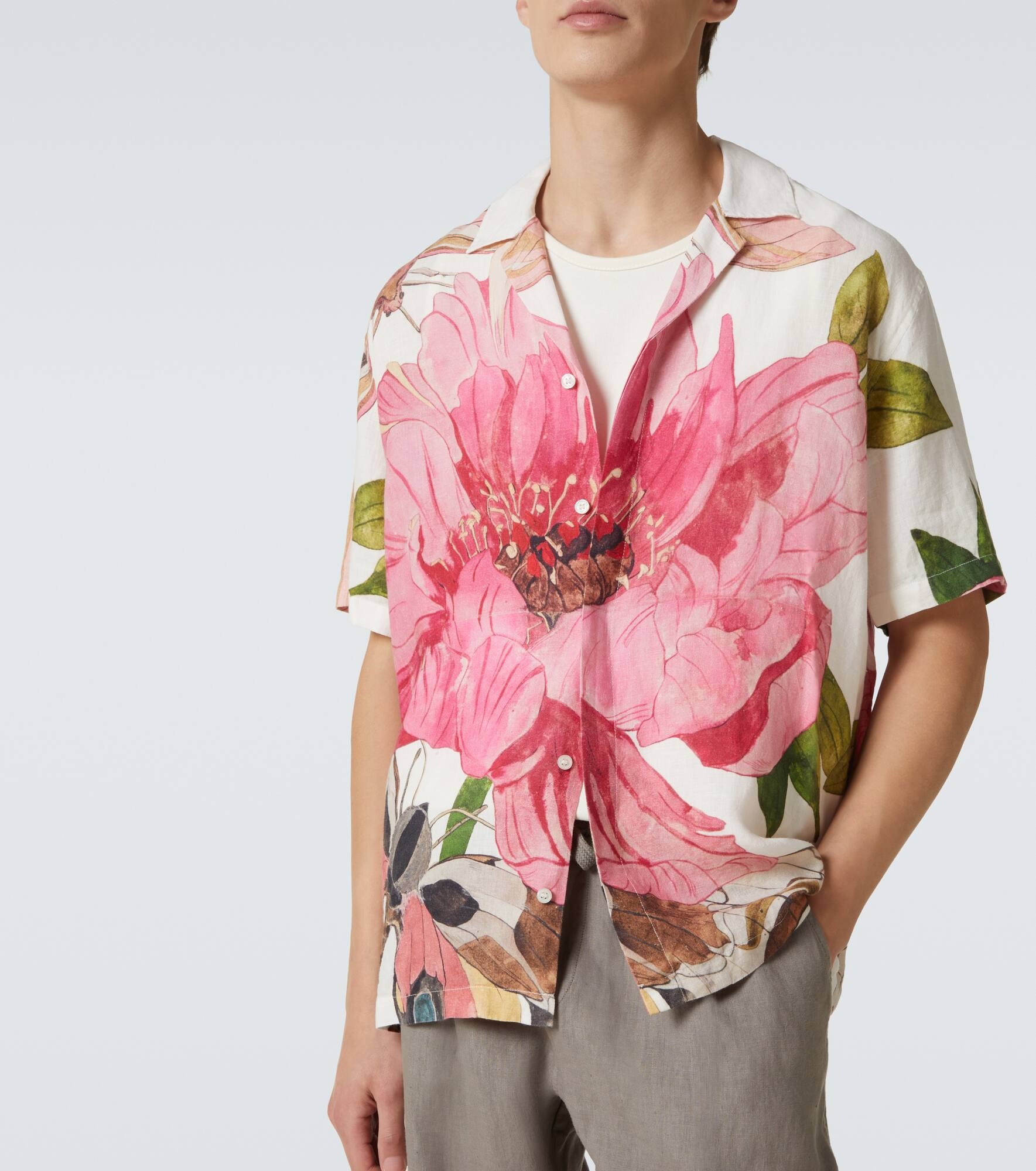 Maitan floral linen bowling shirt - 5