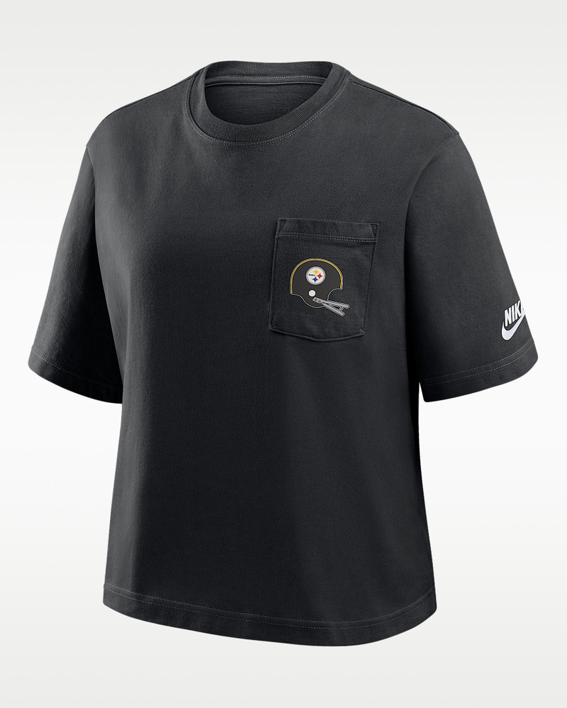 Pittsburgh Steelers Rewind Pocket Boxy Women's Nike NFL T-Shirt 1