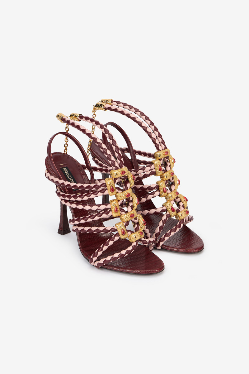 Red And White Sandals With Jewel Details 2