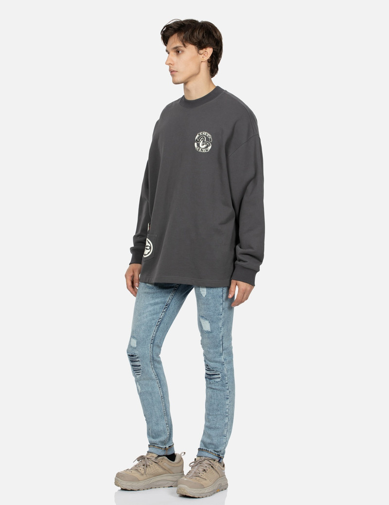 SEAGULL EMBROIDERY DISTRESSED FLEX SKINNY DENIM JEANS #2028 4