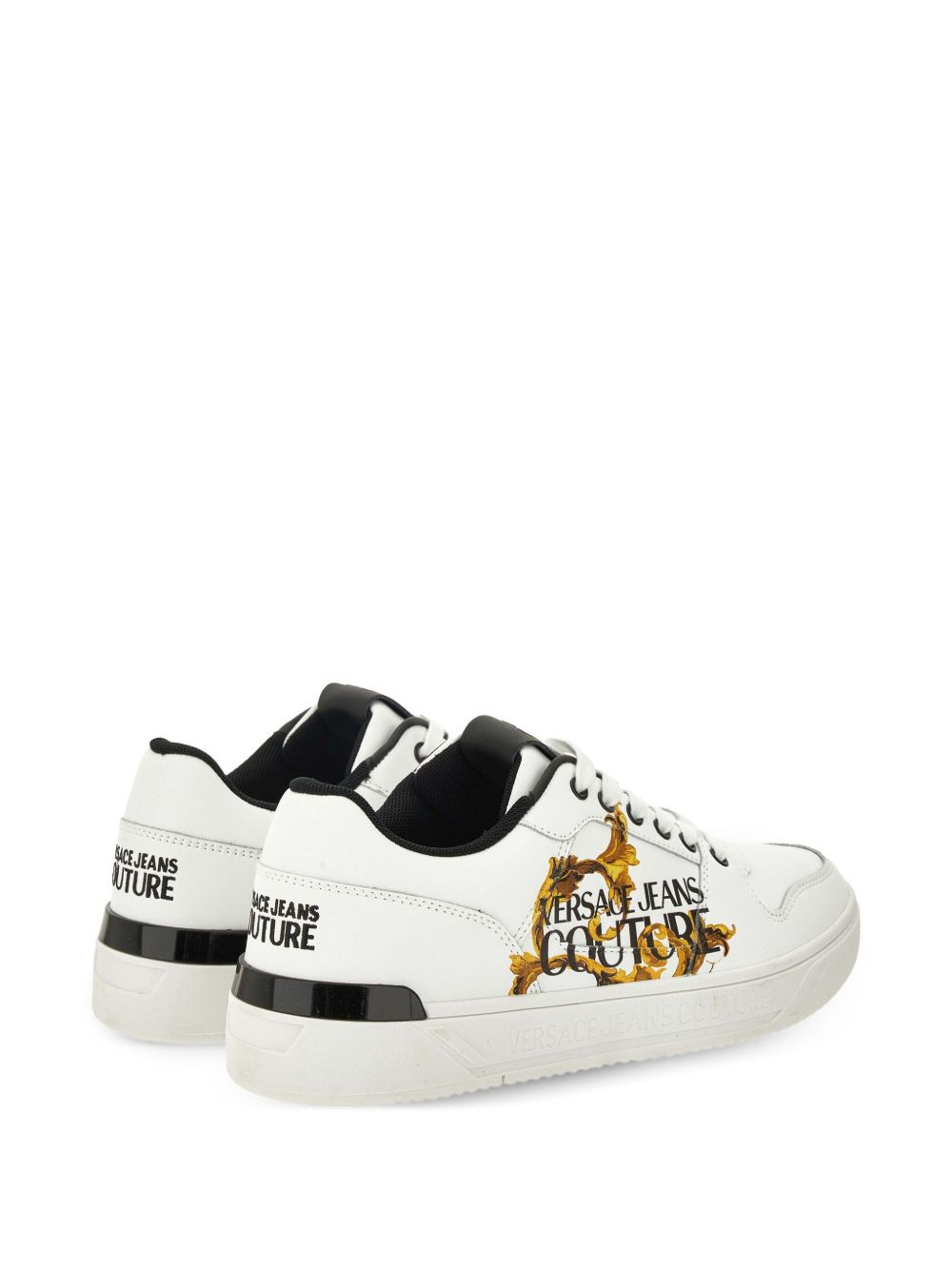 logo-print leather trainers - 3