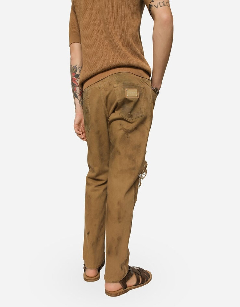 Overdyed loose fit stretch jeans with rips 4