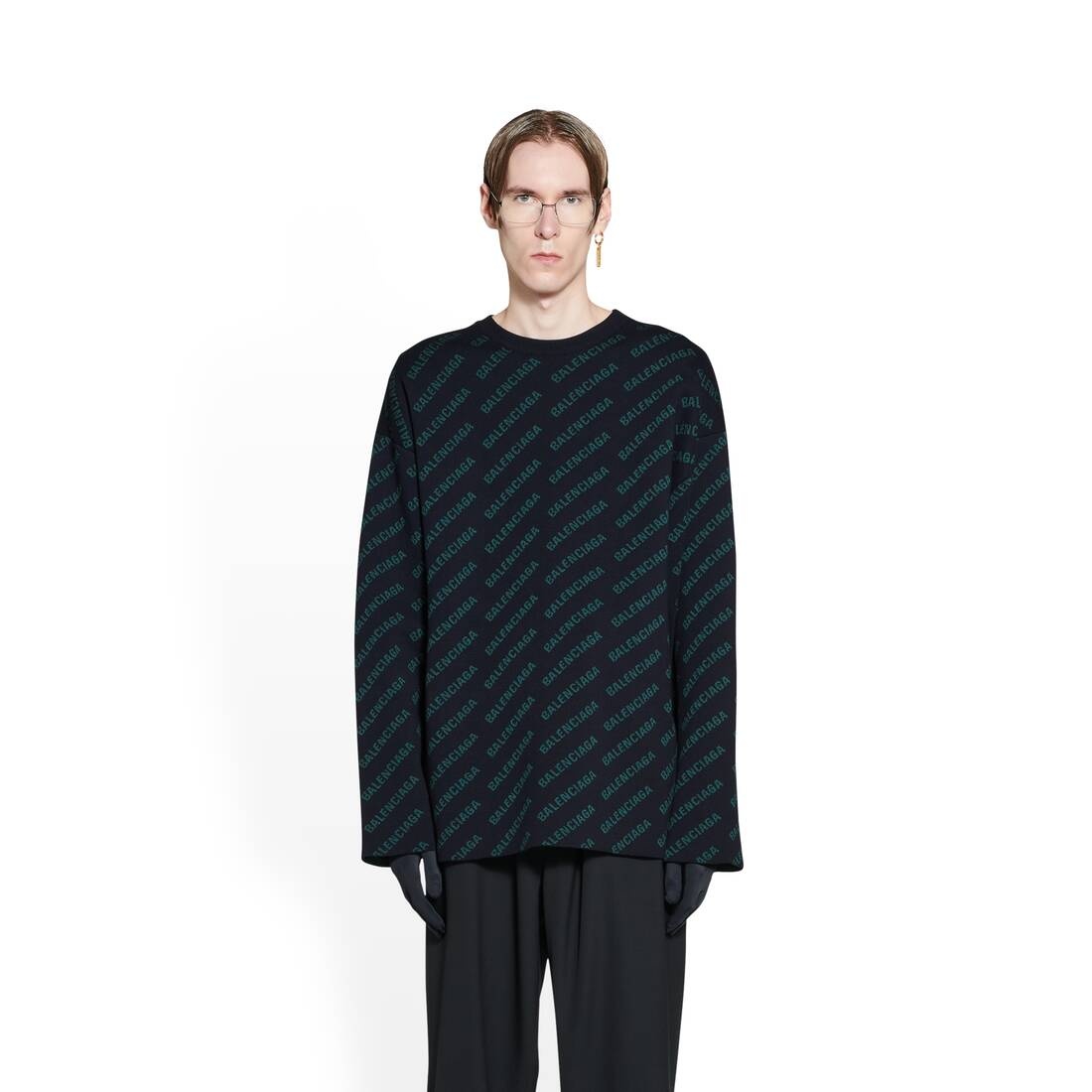 Men's Mini Allover Logo Sweater in Blue - 5
