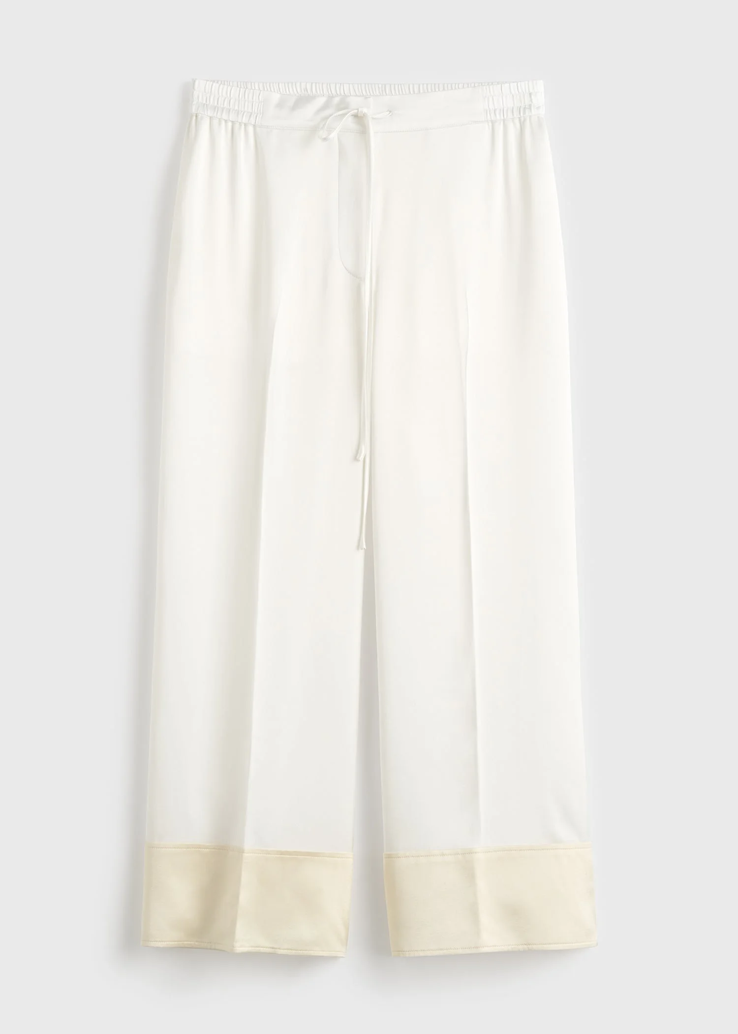 Satin drawstring trousers white - 1