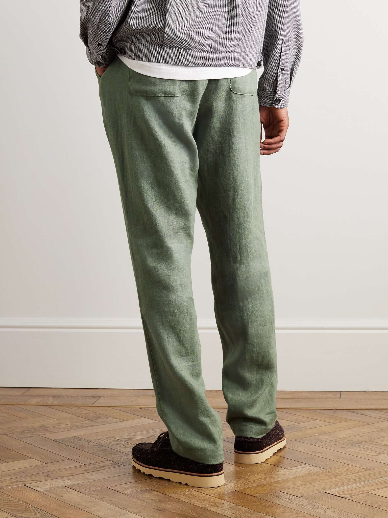 Tapered Linen Drawstring Trousers - 4