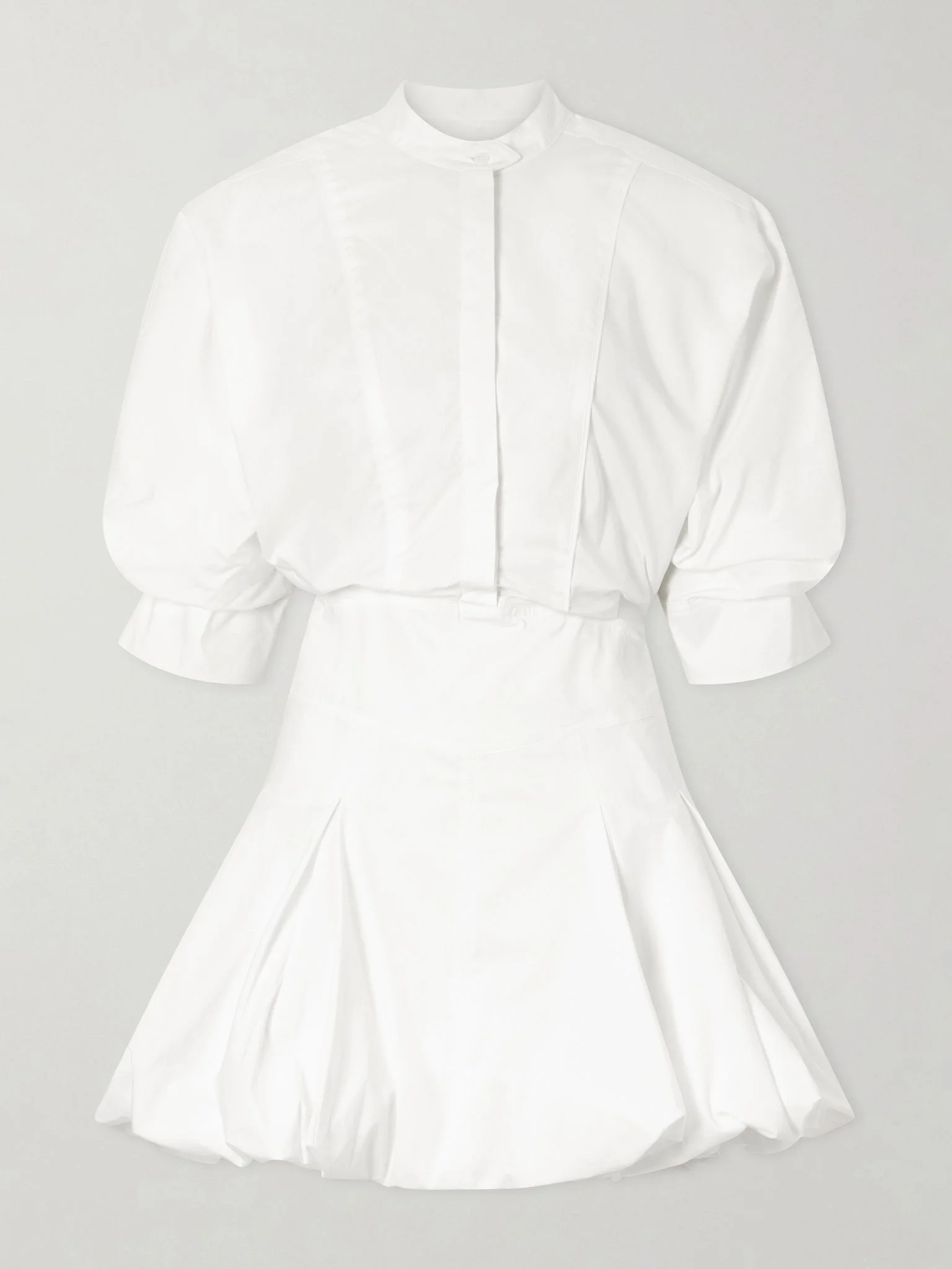 Effie Bubble pleated cotton-blend poplin mini dress White - 1